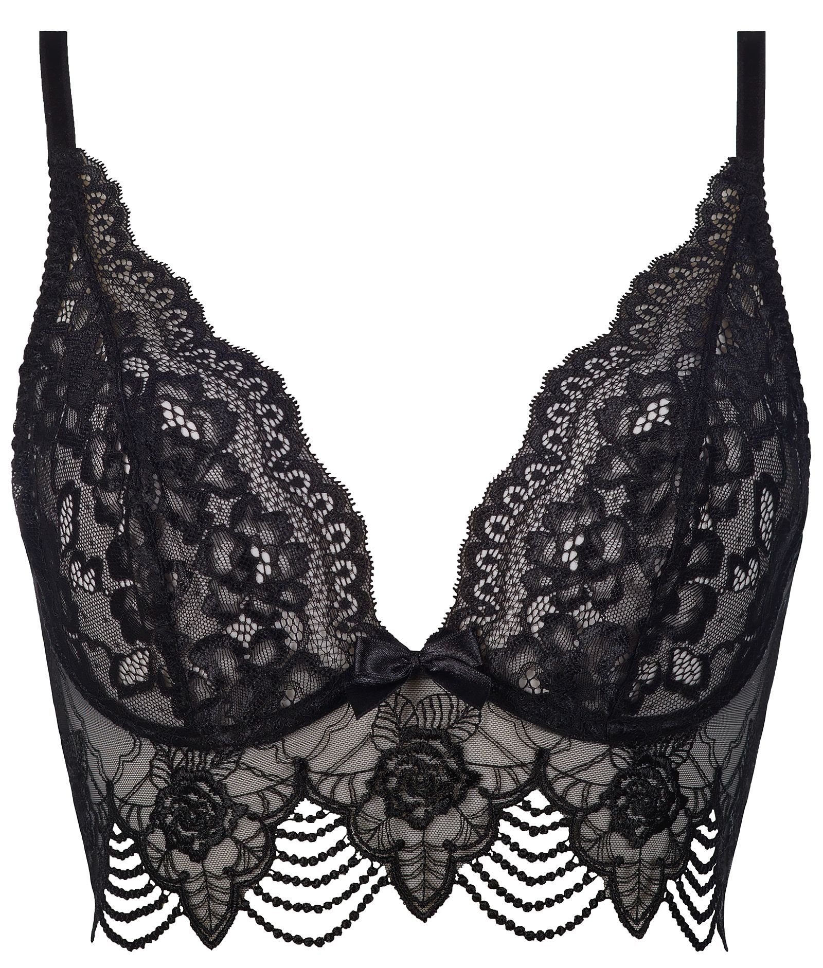 Bügel-BH Spitzen-BH in schwarz verziert Blumenmuster