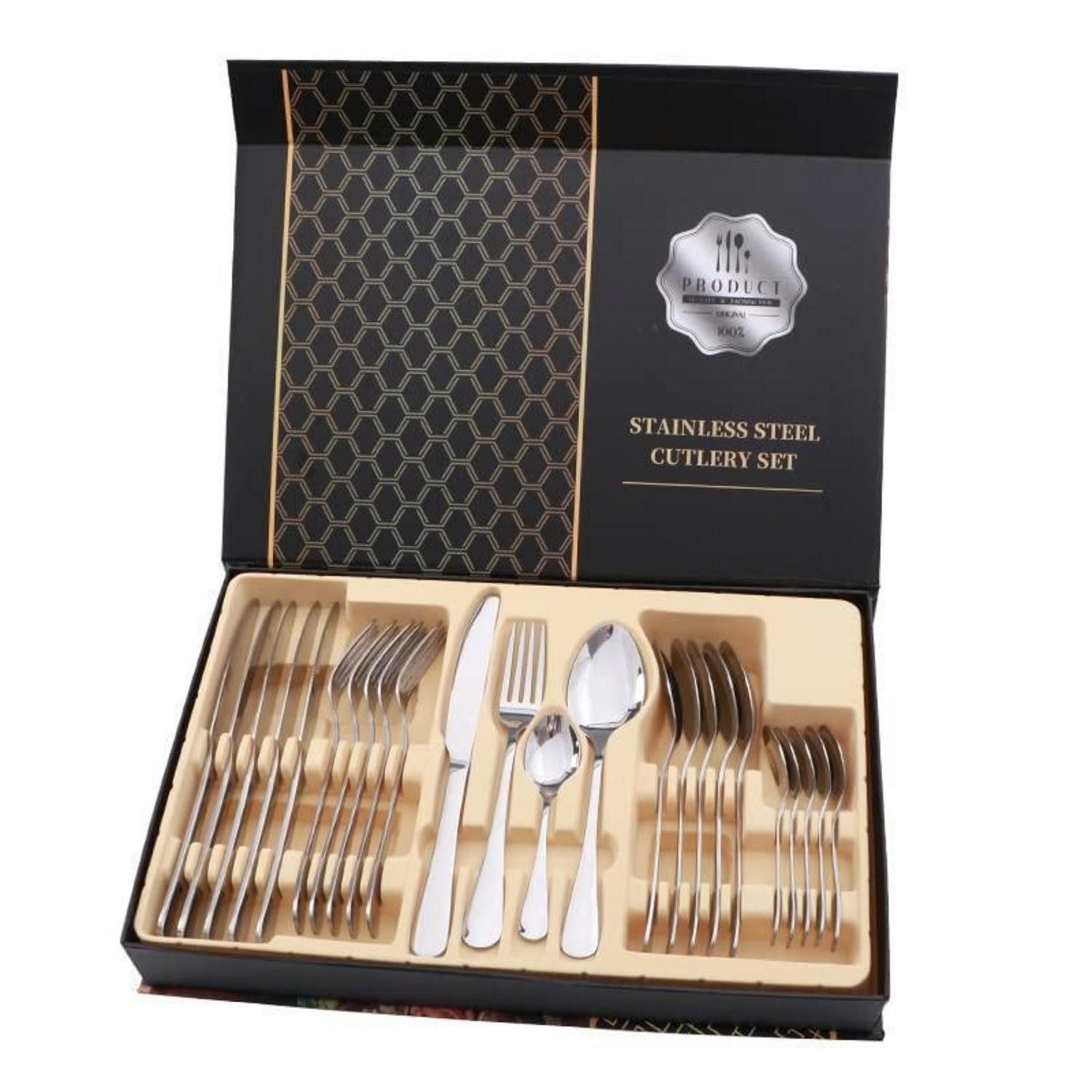 LuxusKollektion Besteck-Set Besteck-Set 24-tlg Edelstahl Silber