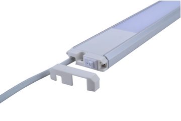 TRANGO LED Unterbauleuchte, Dimmfunktion, 2533 LED Unterbaulampe 4-Stufen dimmbar *SUN* Lichtleiste, Küchenunterbau Beleuchtung 600mm lang 12 Watt 230V in Titan/weiß inkl. Touchdimmer ON/Off Schalter 3000K warmweiß Led Leiste, Aufbauleuchte, Schrankbeleuchtung, Unterbauleiste