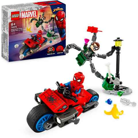 LEGO® Konstruktionsspielsteine Motorrad-Verfolgungsjagd: Spider-Man vs. Doc Ock (76275), (77 St), LEGO Super Heroes; Made in Europe