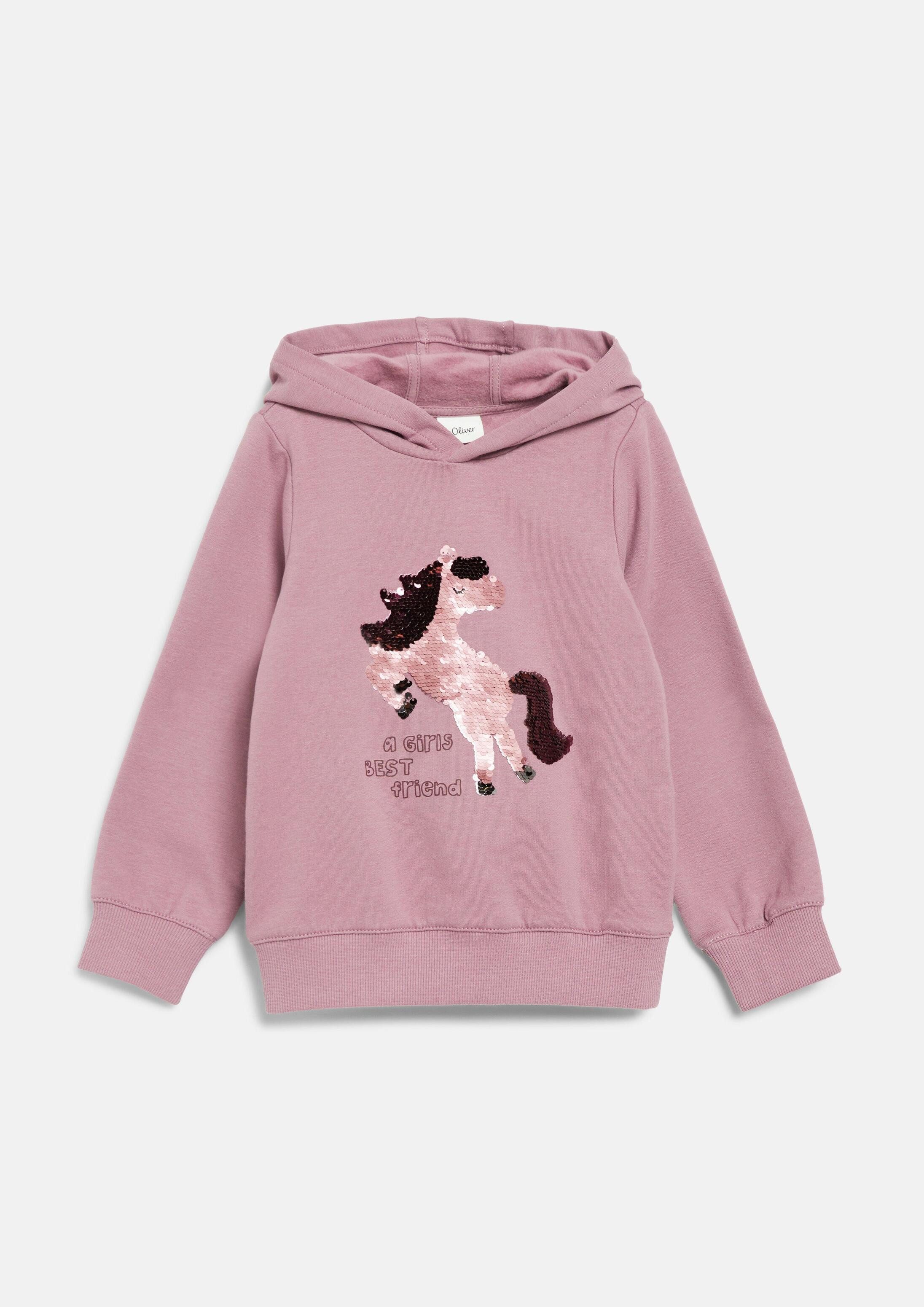 s.Oliver Sweatshirt Sweatshirt Kuscheliger Hoodie mit Wendepailletten