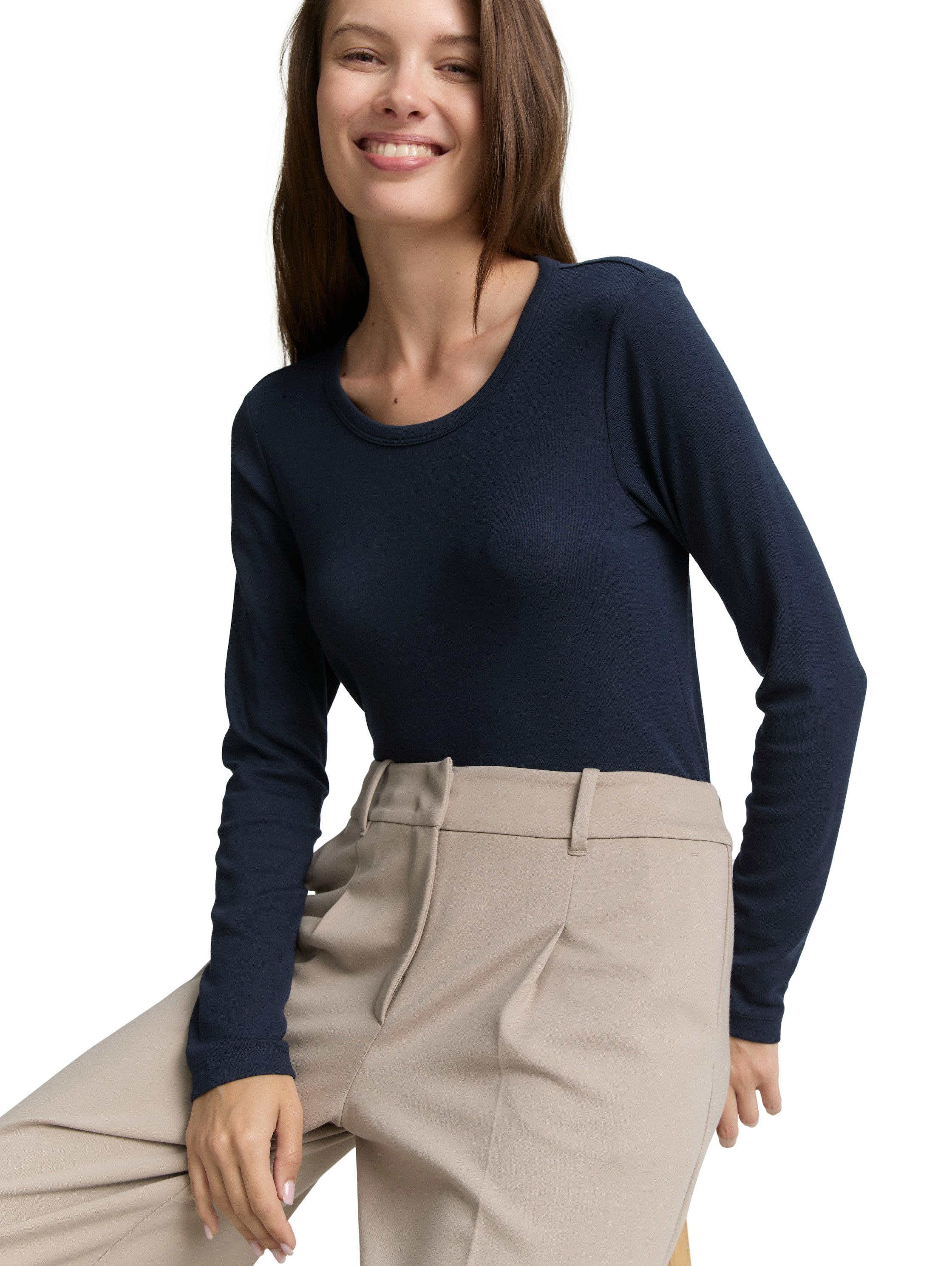 TOM TAILOR Langarmshirt mit Rundhalsausschnitt und günstig online kaufen