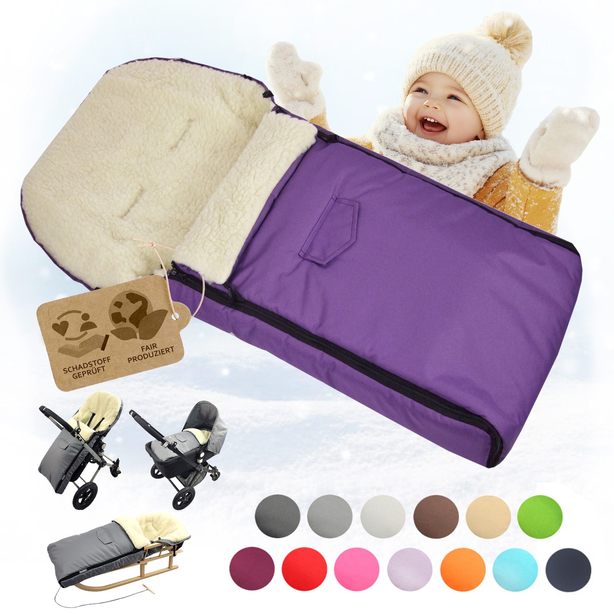 BambiniWelt by Rafael K. Fußsack Winterfußsack Babyfußsack Fußsack Kinderwagen Wolle universal 108cm, universal
