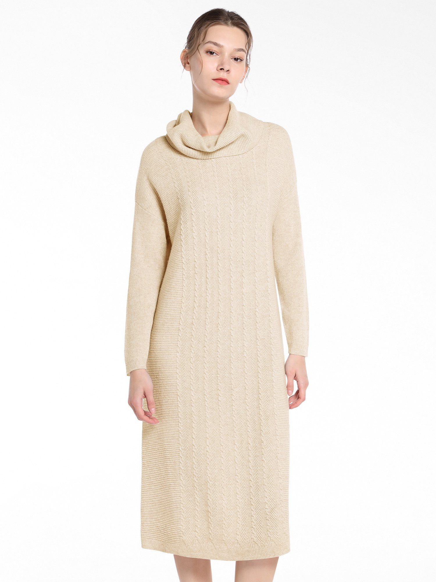 beige Strickkleid Apart mit Rollkragen