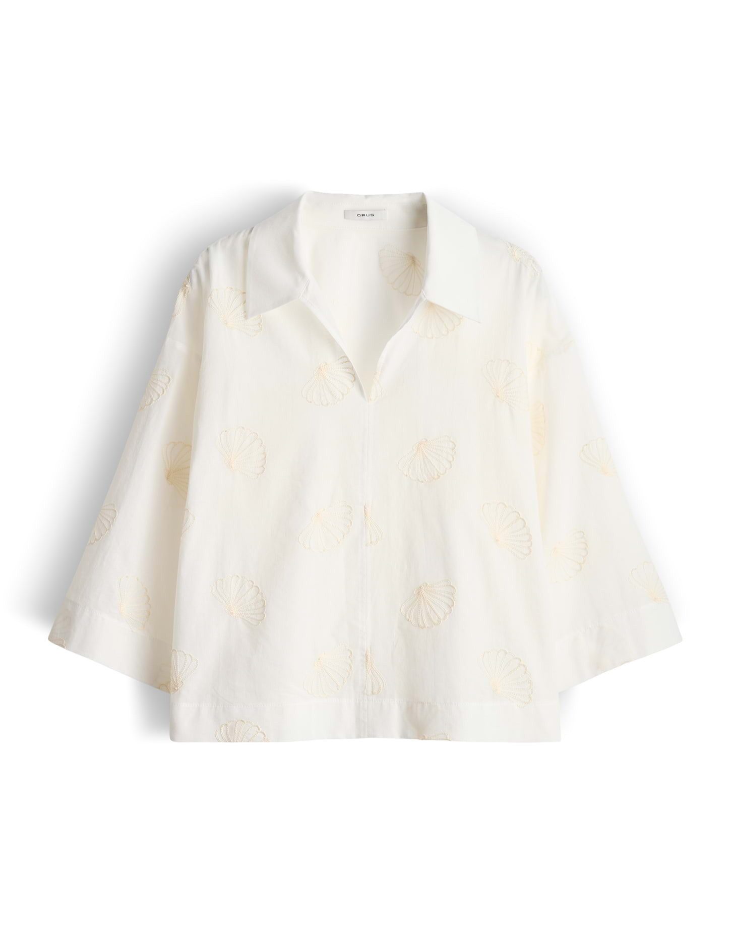 OPUS Kurzarmbluse Famoni mit tonaler Stickerei leichte Transparenz, leichter Stoff, Casual
