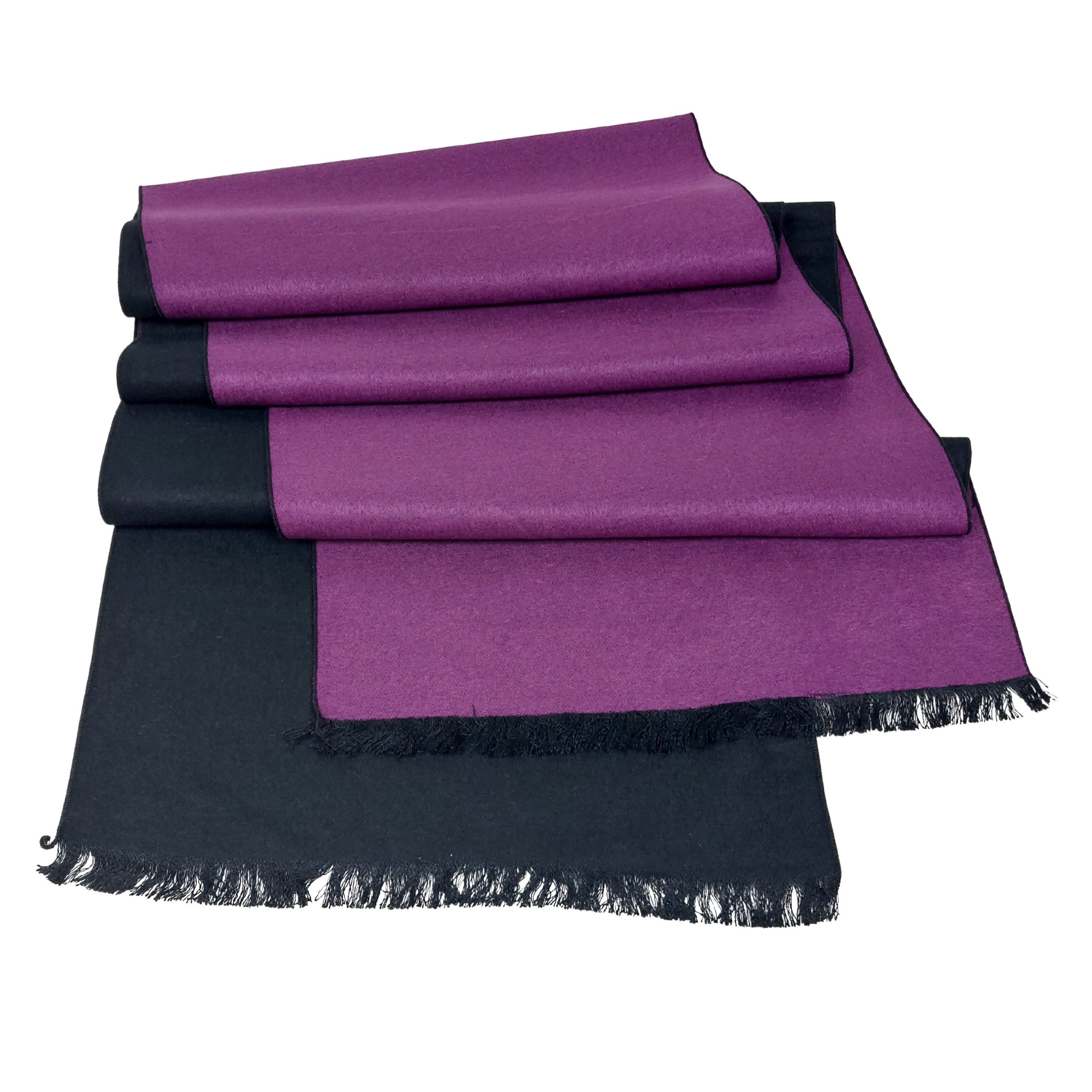 TINITEX Seidenschal Winterschal Schal Seidenflanell zweifarbig (schwarz + Farbe)