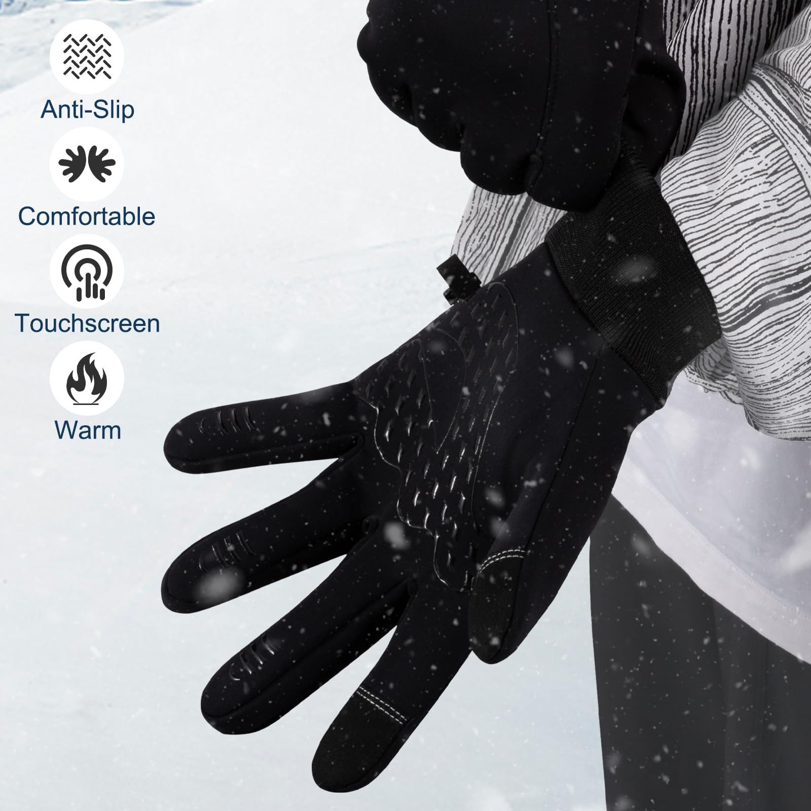 Bextsrack Fleecehandschuhe Herren Damen Winter Outdoor Touchscreen Handschuhe Fahrradhandschuhe Wasserdicht Winterhandschuhe Thermo Winddicht Ski Sporthandschuhe