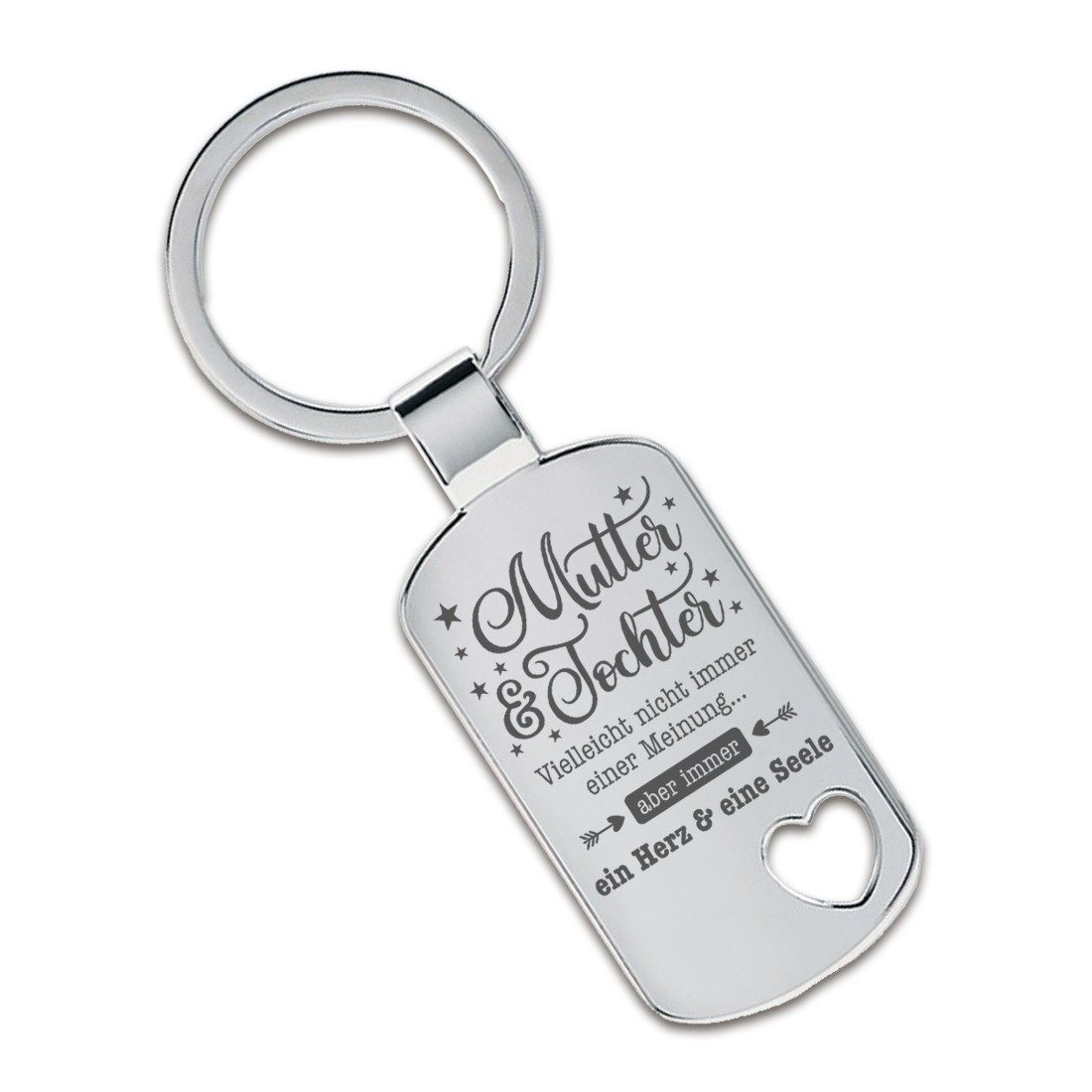 Lieblingsmensch Schlüsselanhänger Ein Herz und eine Seele Mutter - Tochter- Geschenk&Glücksbringer (Schlüsselanhänger mit Gravur, inklusive Schlüsselring), Robuste und filigrane Lasergravur