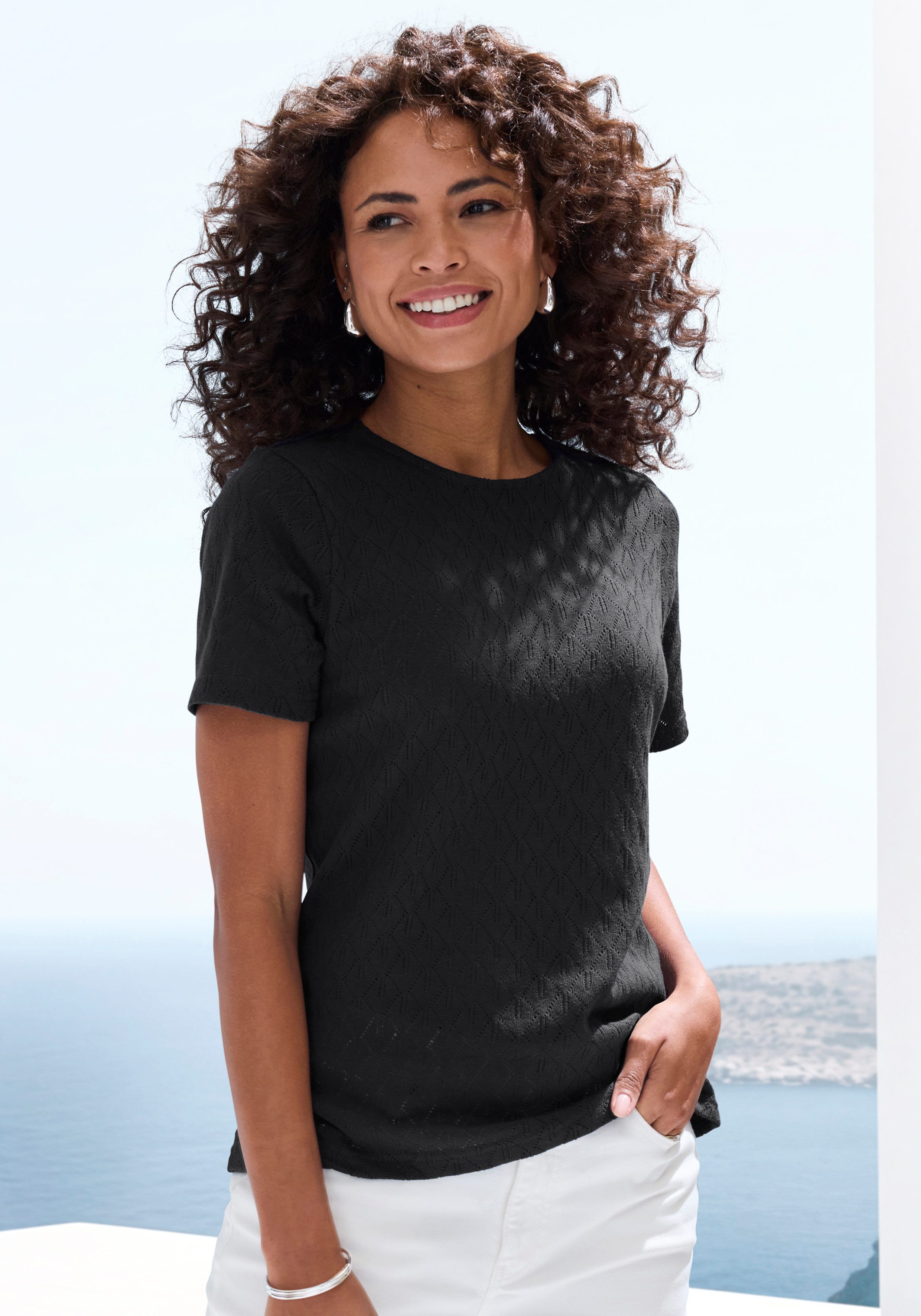 Vivance Kurzarmshirt mit modischem Ajour-Muster aus günstig online kaufen