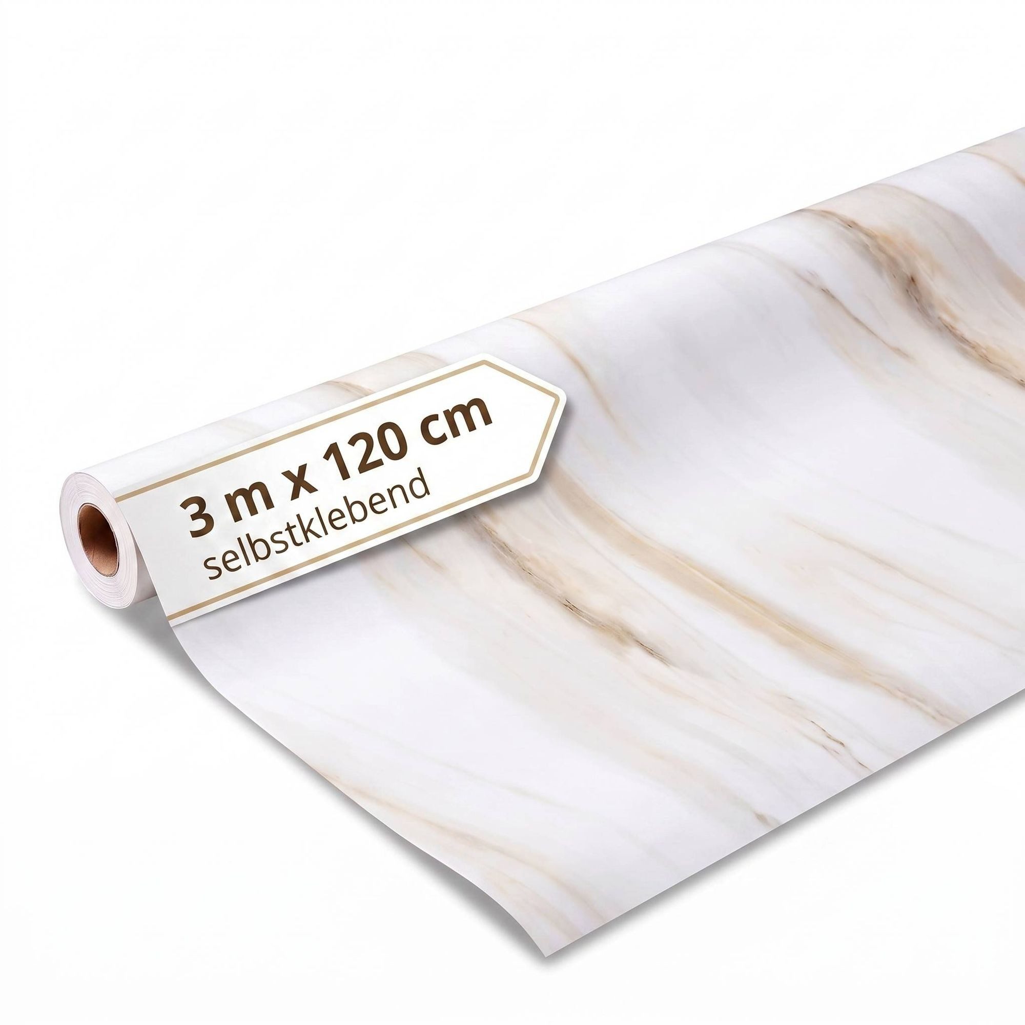 Dalsys Wandpaneel Wandverkleidung selbstklebend aus PVC auf Rolle, BxL: 120x300 cm, (120x300cm Marmoroptik Elfenbein, 1-tlg., flexible Wandverkleidung Badezimmer wasserfest) 2,3mm Materialstärke, Spritzschutz Küchenrückwand