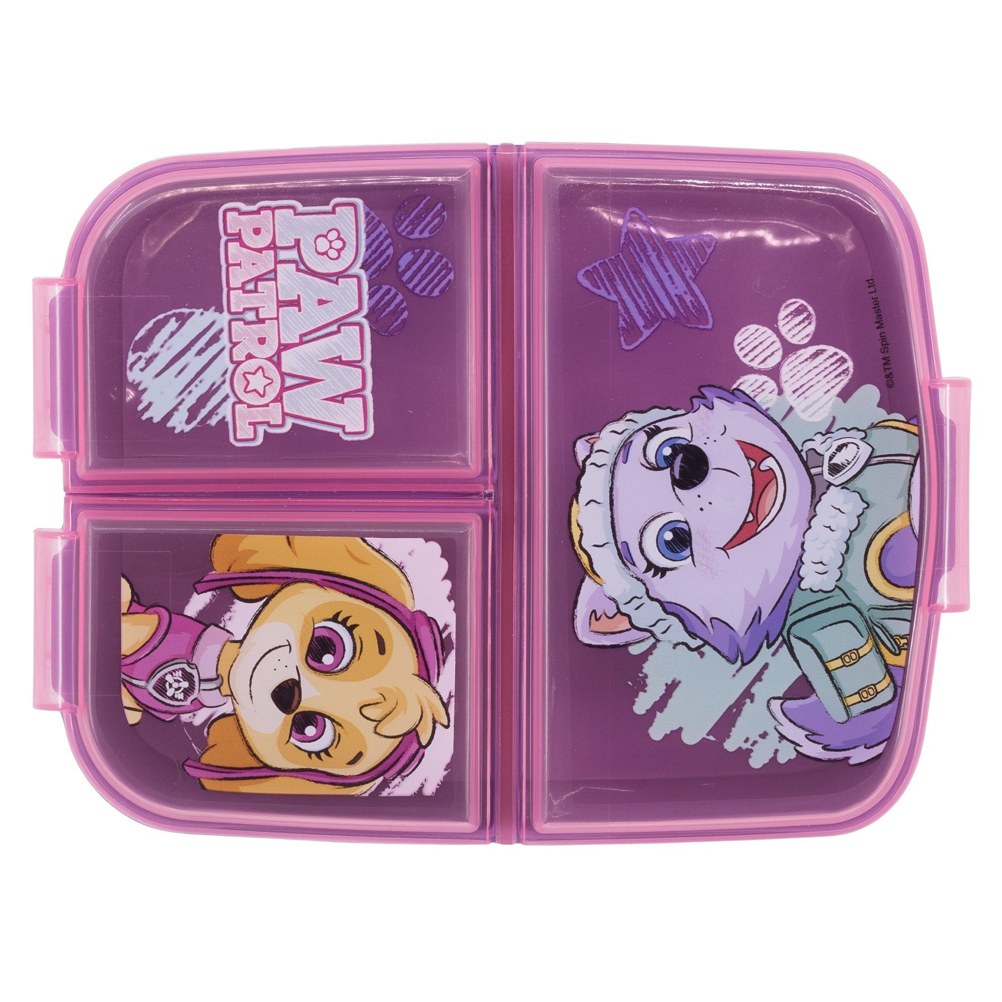 PAW PATROL Lunchbox BPA Kunststoff, Kinder & Everest, frei 3-Fach-Unterteilung Skye Brotdose mit