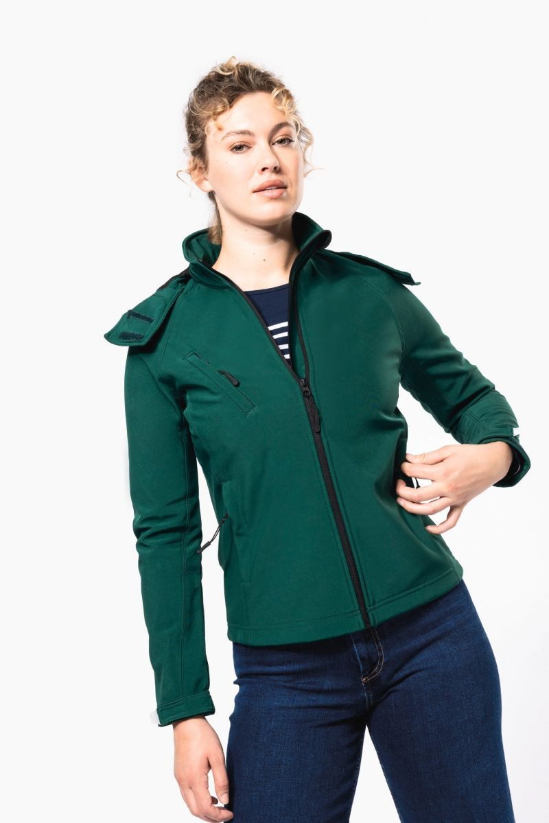 Kariban Softshelljacke Damen Softshell-Jacke mit Abnehmbare Kapuze