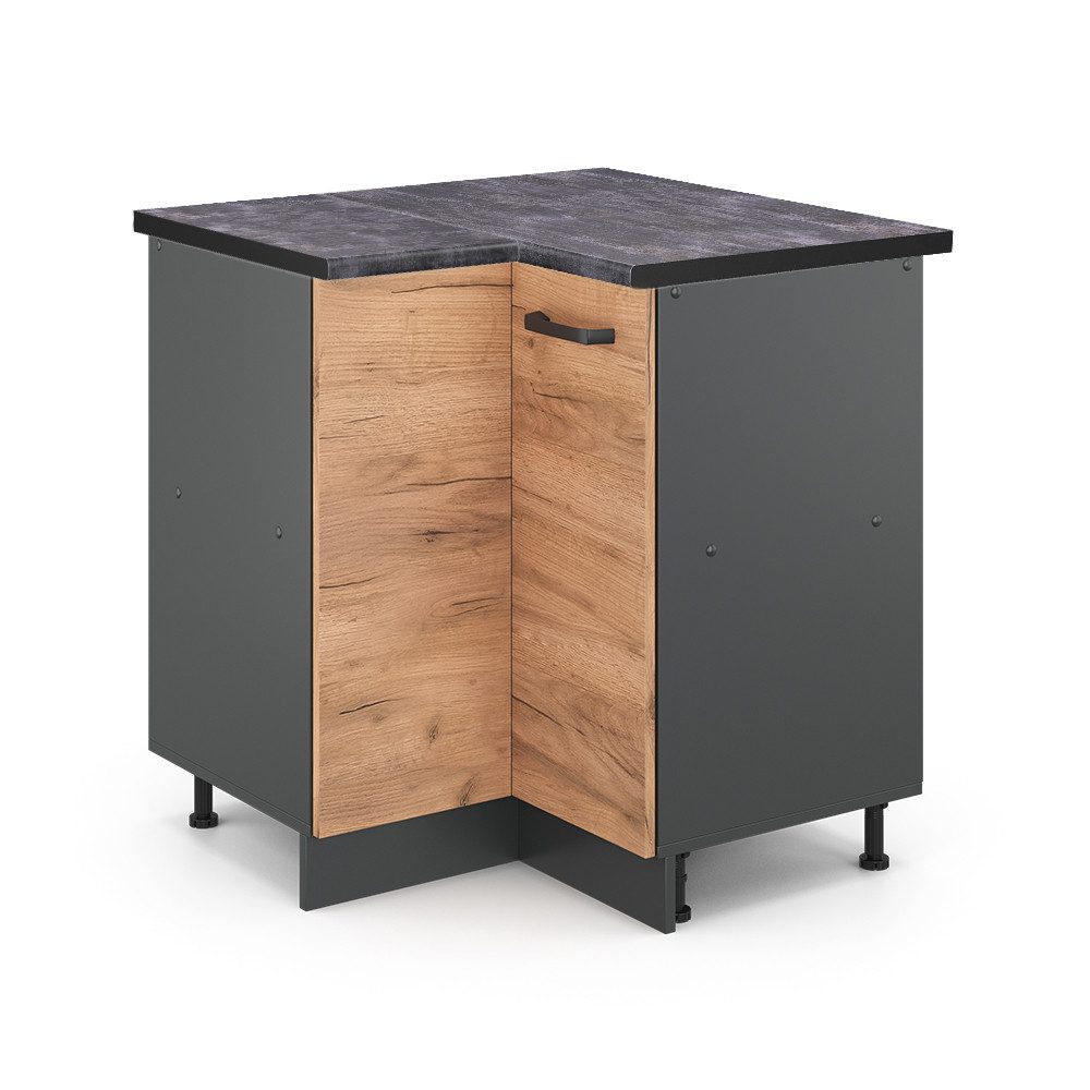 Vicco Eckunterschrank R-Line, Goldkraft Eiche/Anthrazit, 75.6 günstig online kaufen