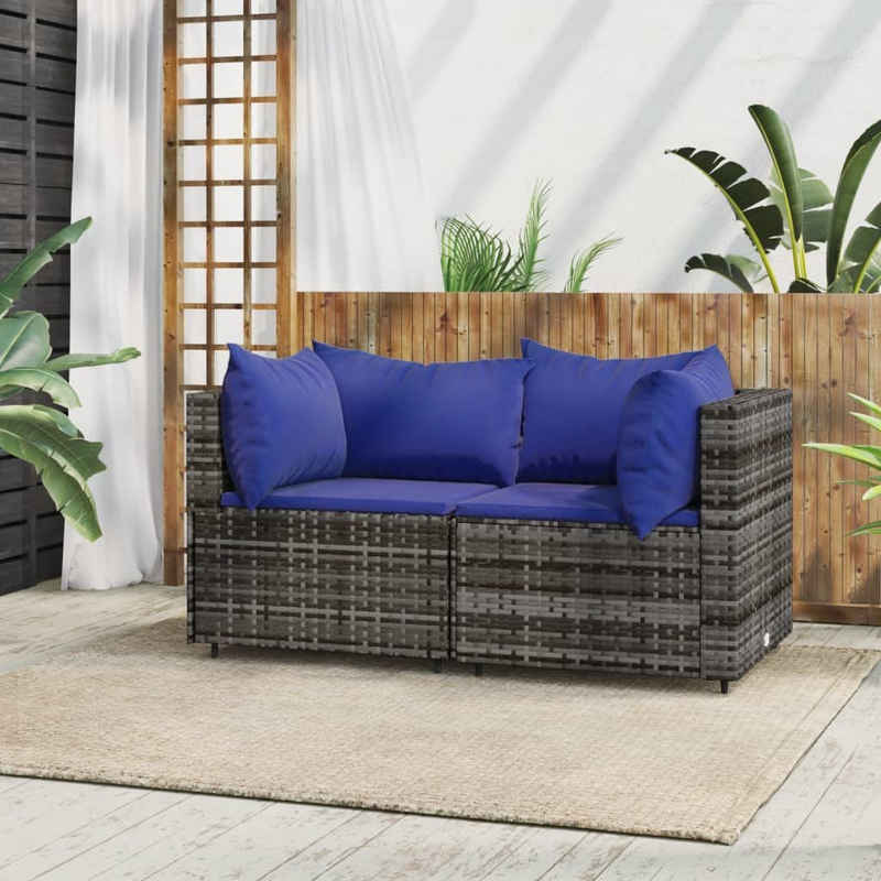 vidaXL Loungesofa Garten-Ecksofas mit Kissen 2 Stk. Grau Poly Rattan, 1 Teile