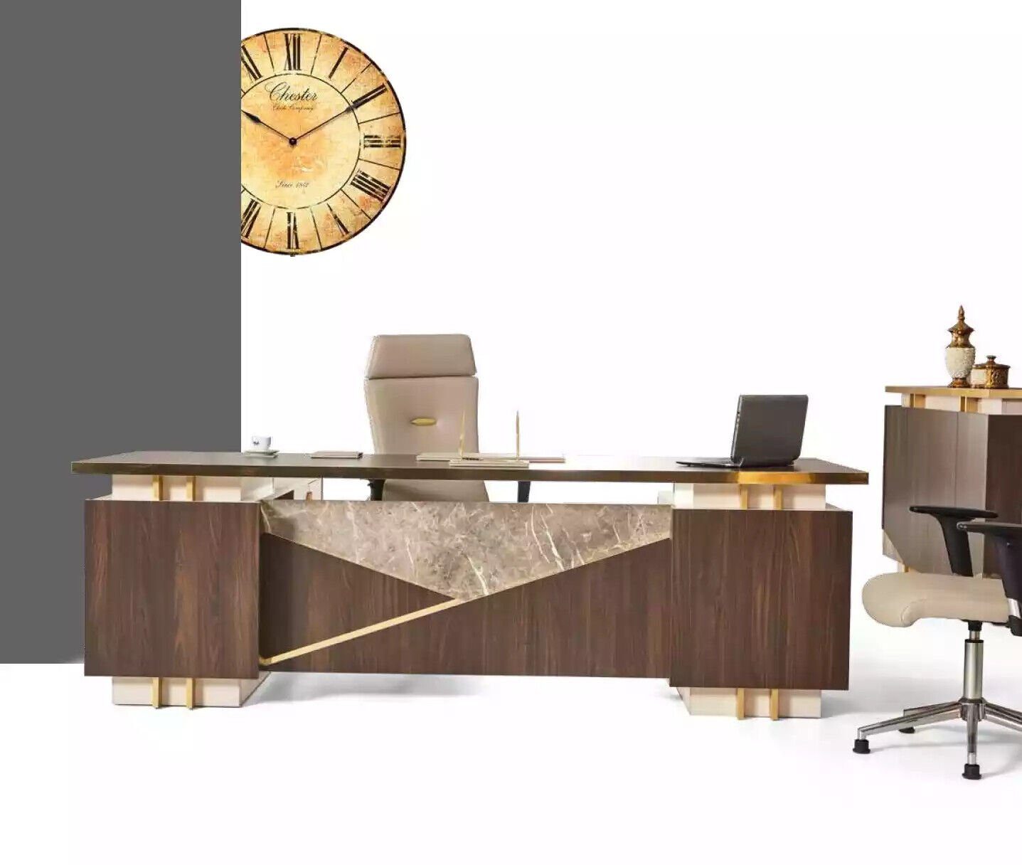JVmoebel Eckschreibtisch Eckschreibtisch Luxus Made Arbeitszimmer Europe Edelstahlmöbel In Büro