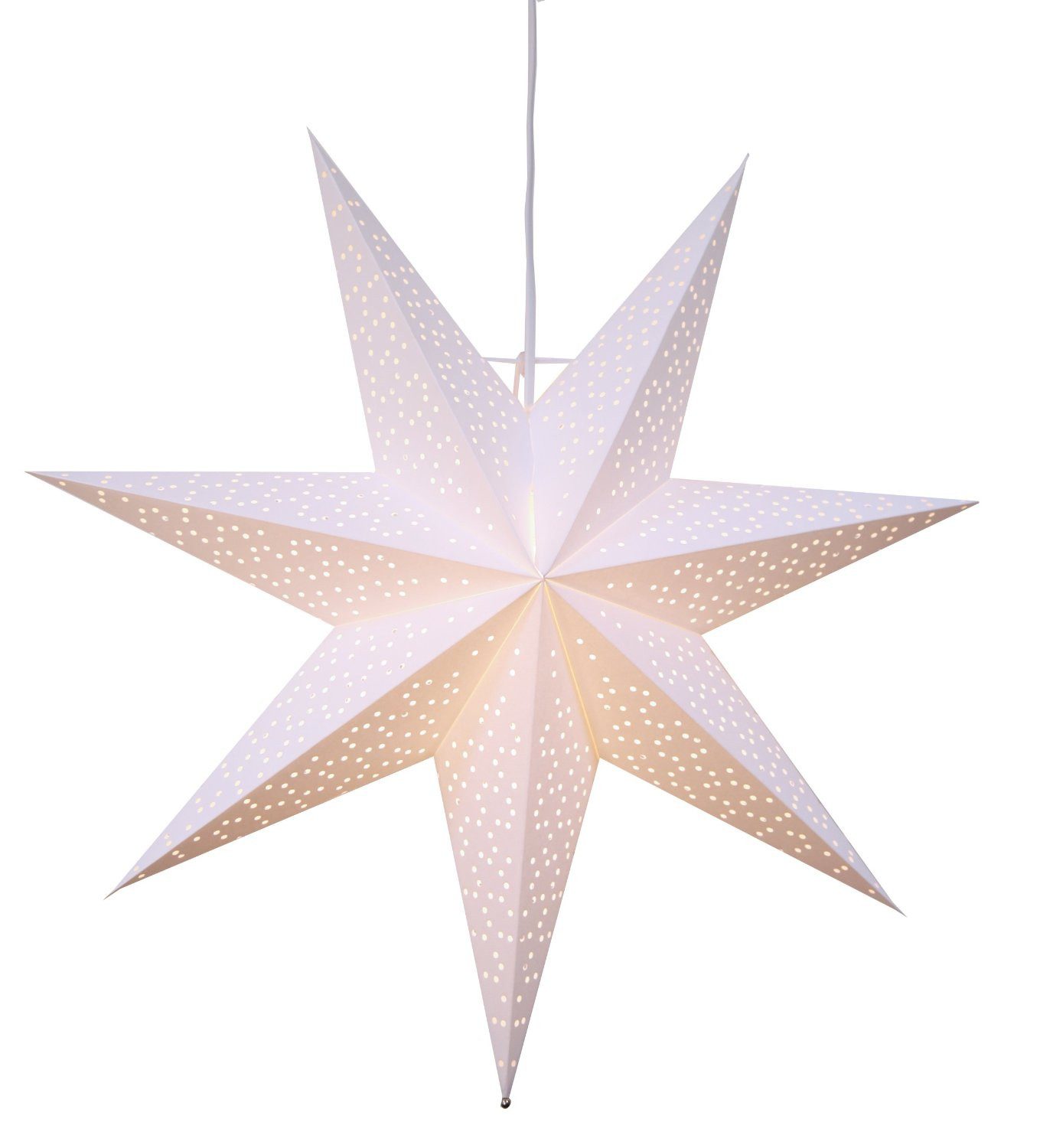 STAR TRADING Hängedekoration Weihnachtsstern Dot 3D Papierstern, Weiß, E14 Fassung, Ø 54 cm