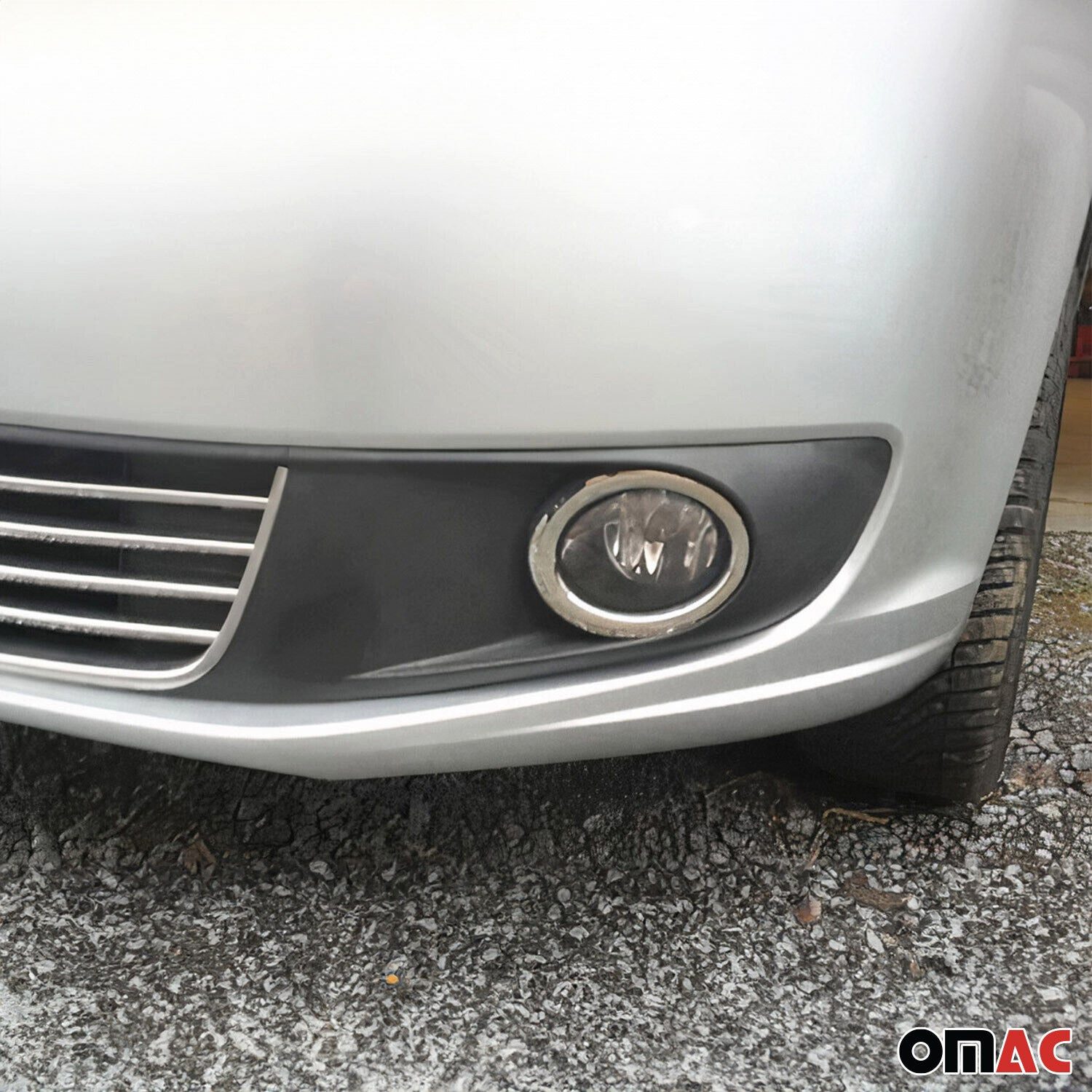 OMAC Zierleisten-Aufkleber Nebelscheinwerfer Rahmen für VW Touran 2010-2015 Edelstahl Silber 2tlg, (2tlg), Langlebig,Einfache Reinigung,Einfache Installation,Rostbeständig