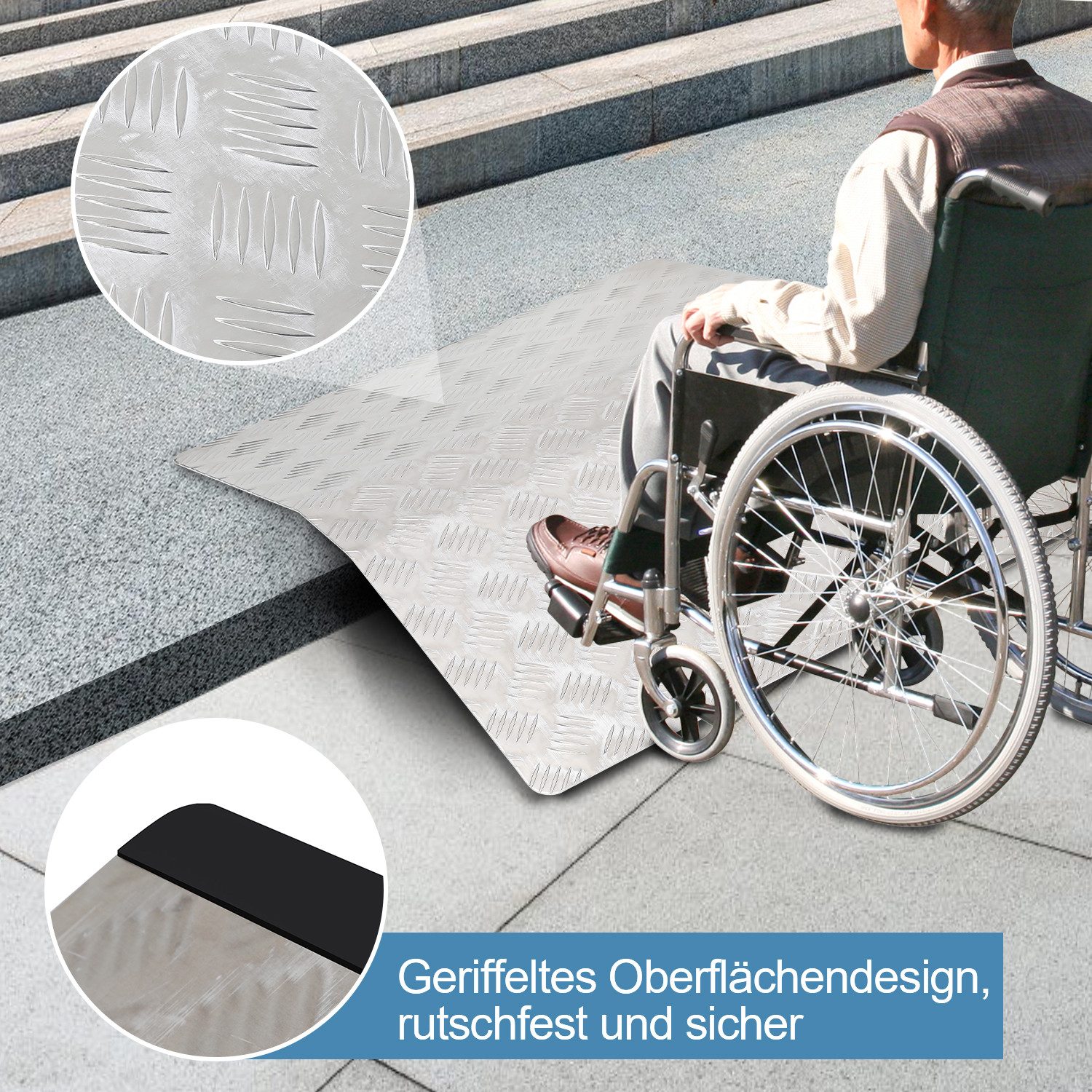 Clanmacy Auffahrrampe Türschwellenrampe aus Aluminium Rollstuhlrampe Stufenrampe Tragbar