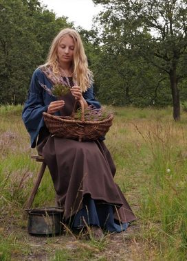 Battle Merchant Ritter-Kostüm Mittelalter-Kleid Blau mit Trompetenärmeln, Burglinde Größe M