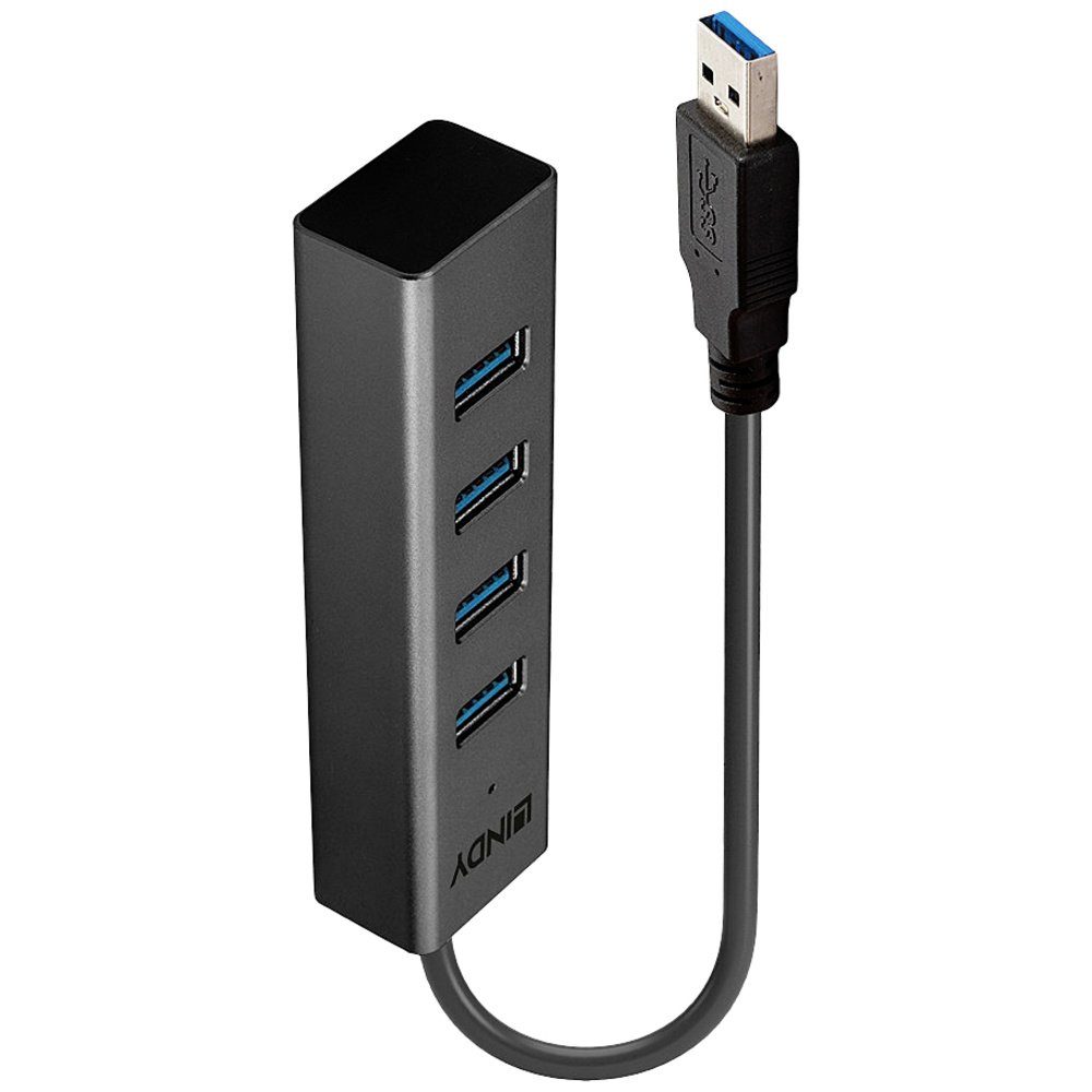 USB-Verteiler LINDY 43324 4 Port USB 3.1 Gen 1-Hub Schwarz