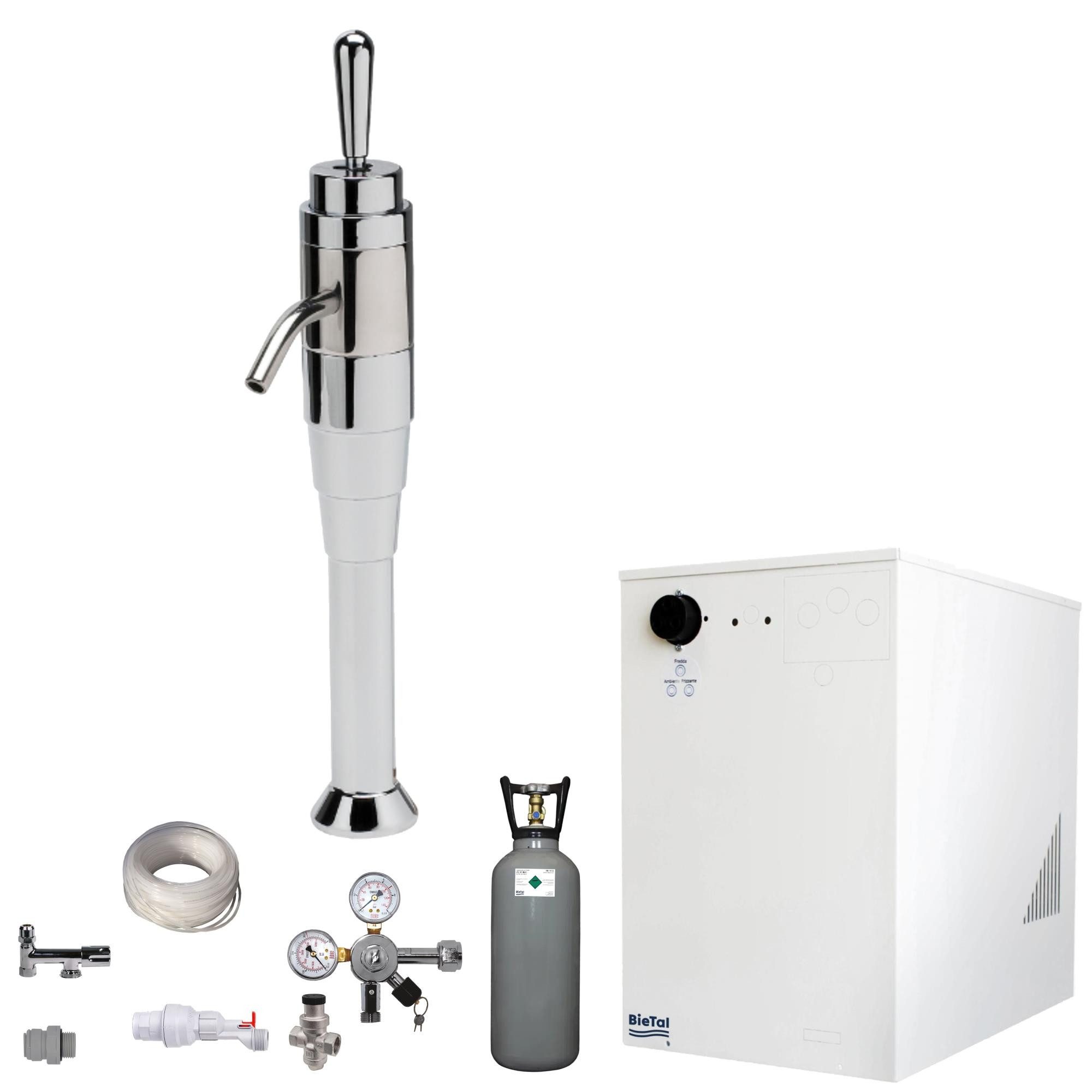 BieTal Wassersprudler Tafelwassergerät BieTal® BT-30U mit Kühlung Zapfstelle 3-Wege SET, (Set, mit 6Kg CO2 Flasche-tlg., Joystick ohne Filteranlage), Sprudelwasseranlage Trinkwasser Wasserspender