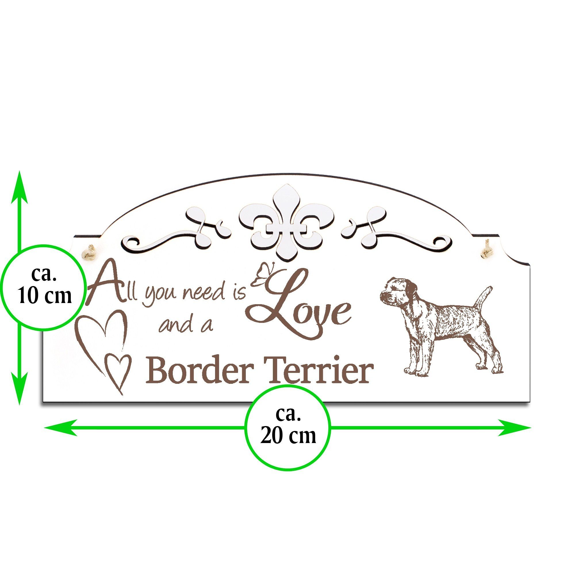 All Terrier Dekolando Border you is need Hängedekoration Love Deko 20x10cm