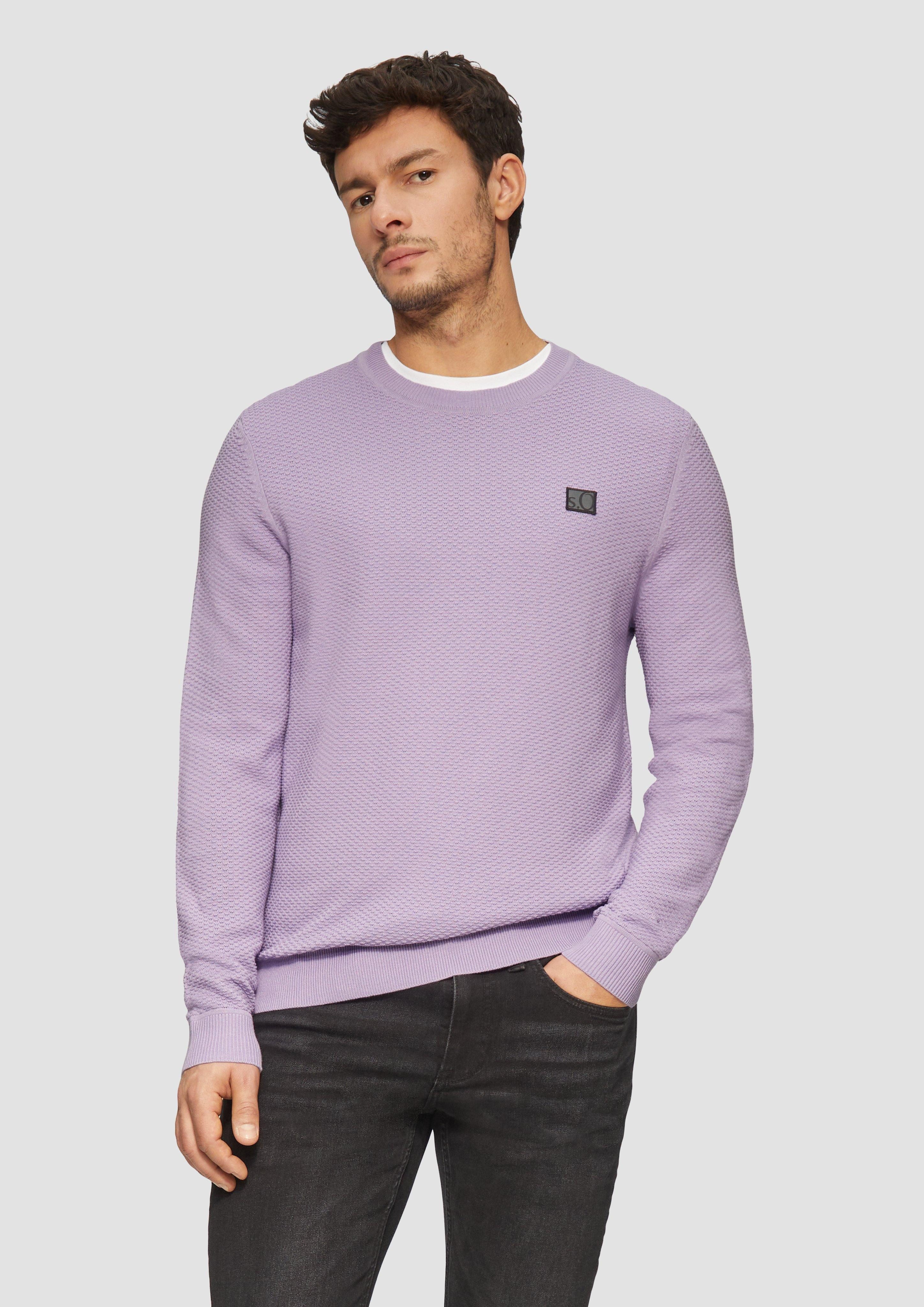 s.Oliver Strickpullover Strukturierter Strickpullover mit Logo-Patch günstig online kaufen