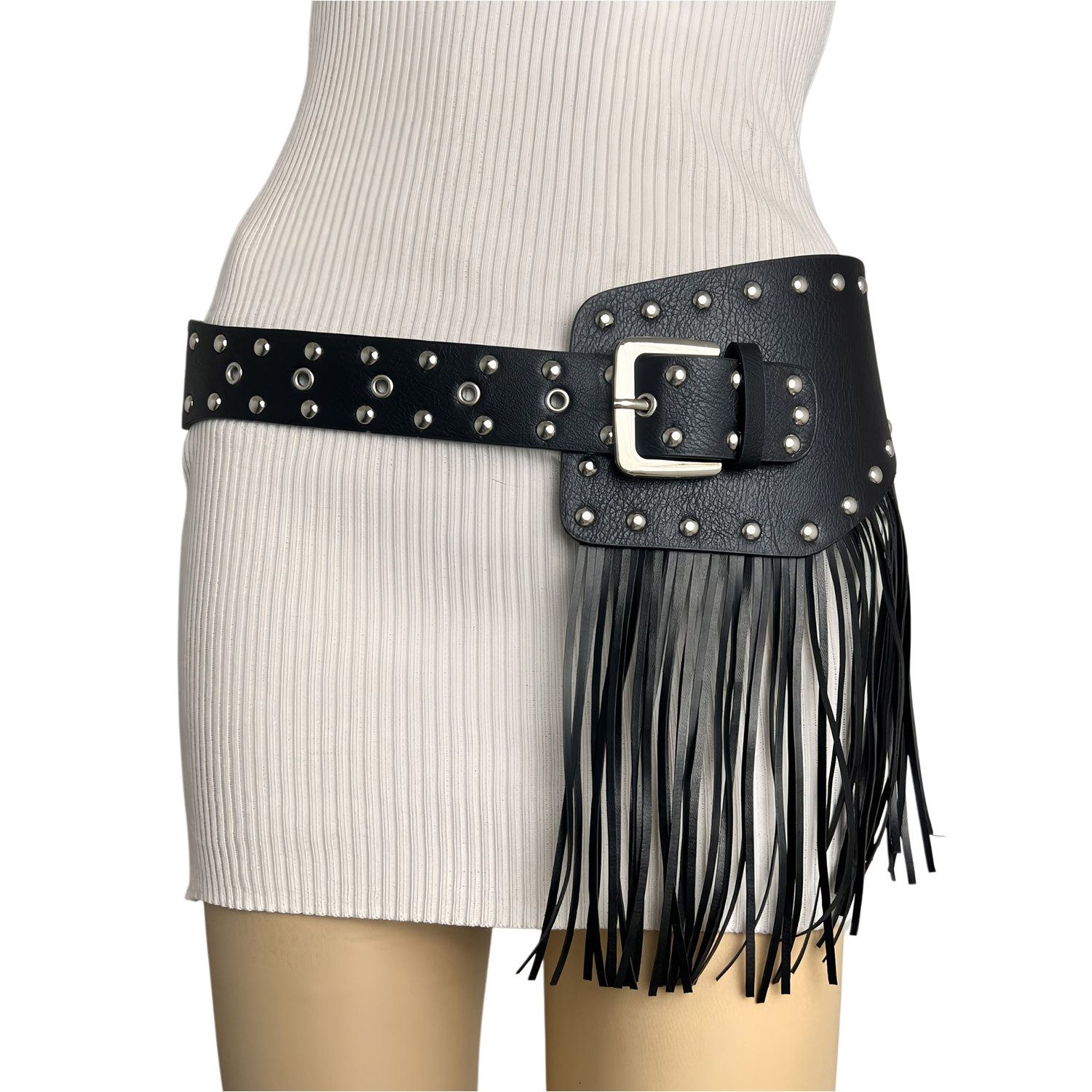 Refttenw Hüftgürtel Vintage schwarz Quastengürtel, Damen günstig online kaufen