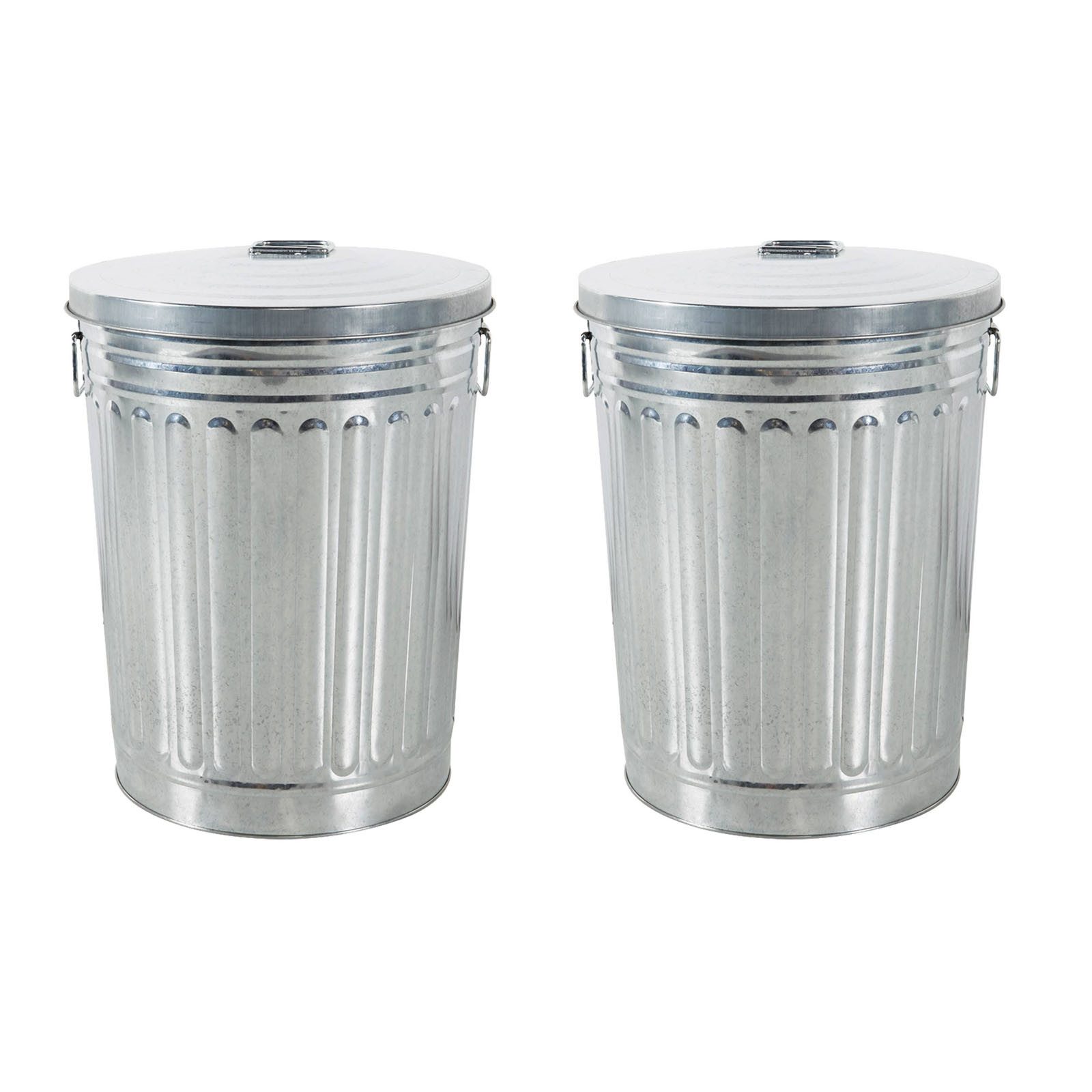HAC24 Mülleimer Zink Abfalleimer Silber Garten Tonne Mülltonne Zinktonne Abfalltonne, mit Deckel 58 Liter und Tragegriffe