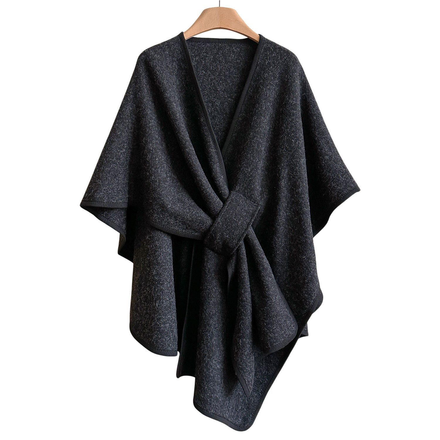 Autrucker Poncho Vielseitige Langer Poncho Schal damen, Vorne öffnen Ponchos