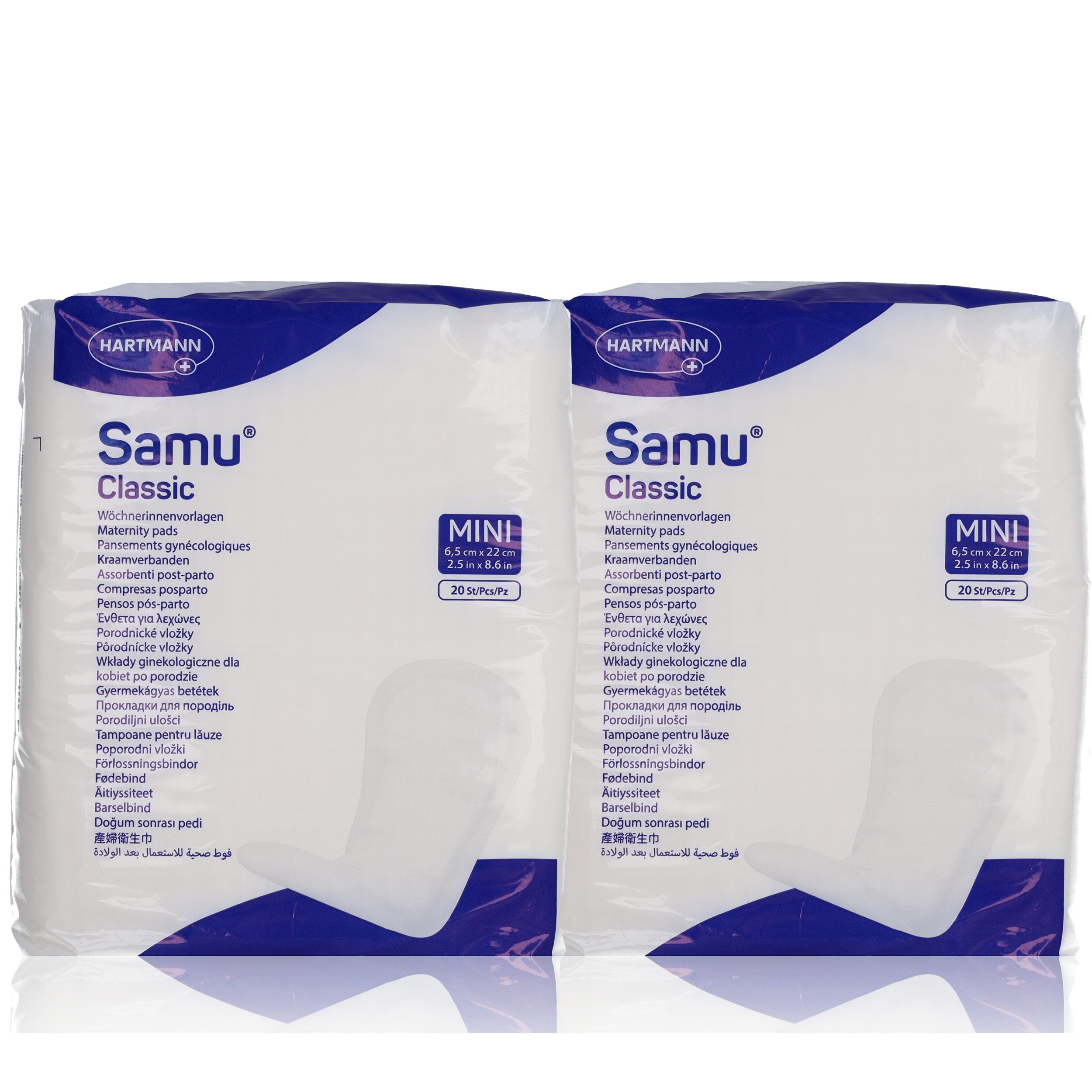 Horn Medical Binden Horn Medical Samu Classic Set 2x MINI mit Hygienebeutel, Mini, Mini Gr., 40-St., Wöchnerinnen-Vorlagen