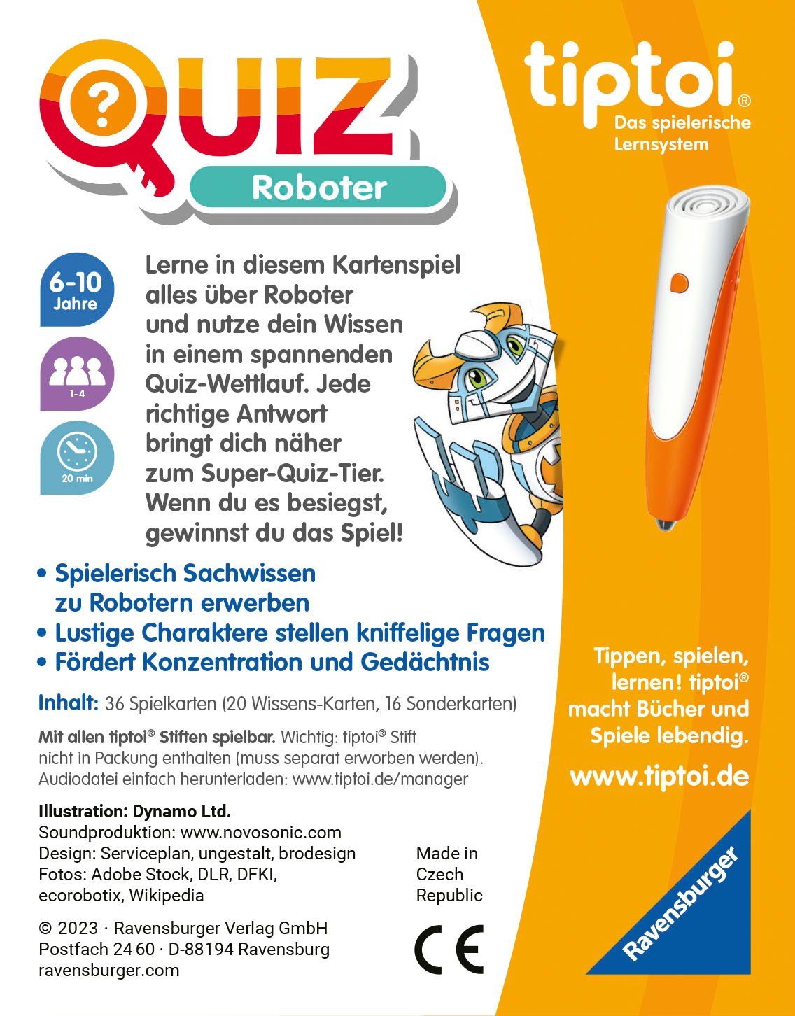 Ravensburger Spiel tiptoi® Quiz Roboter, Kinderspiel, Made in Europe