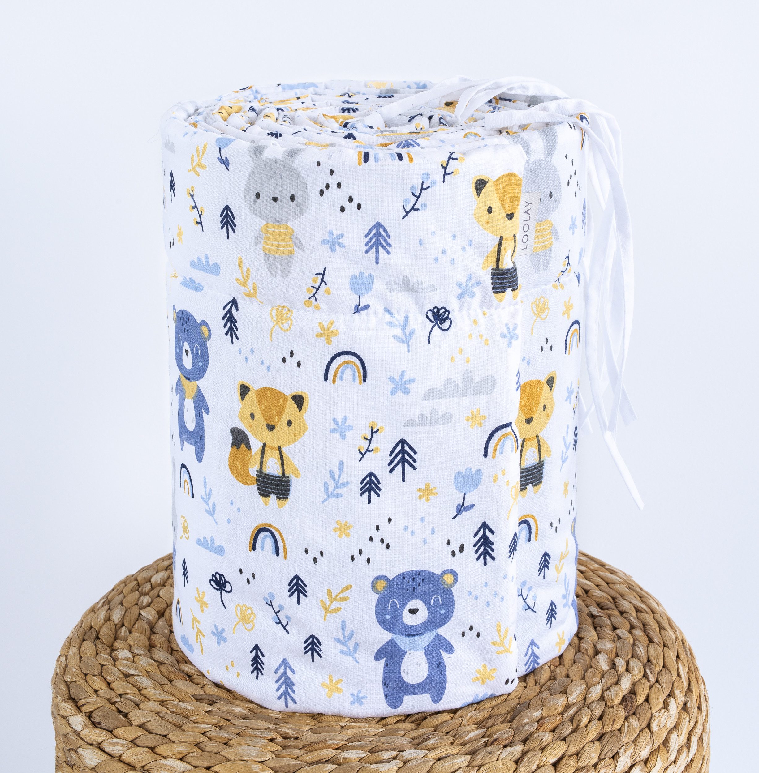 Loolay Bettnestchen WALD Tiere Baumwolle Atmungsaktives Babybett BETTUMRANDUNG Bär Fuchs, (Bett 140x70cm - 420, 210 cm, 120x60cm - 360, 180 cm, Babyaussttatung  – Bild 5 von 5