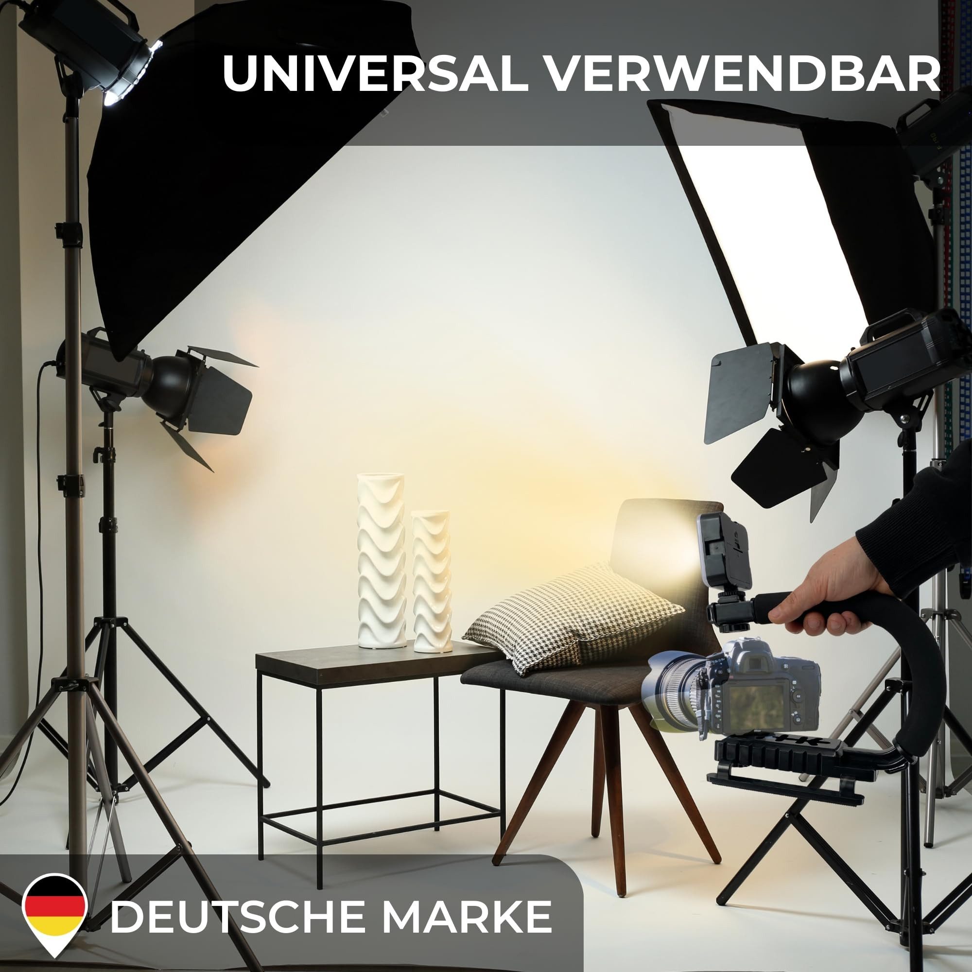 TronicXL Kamerahalterung Kamera Video Action Handgriff Stabilisator mit LED Videolampe Griff – Bild 3 von 5