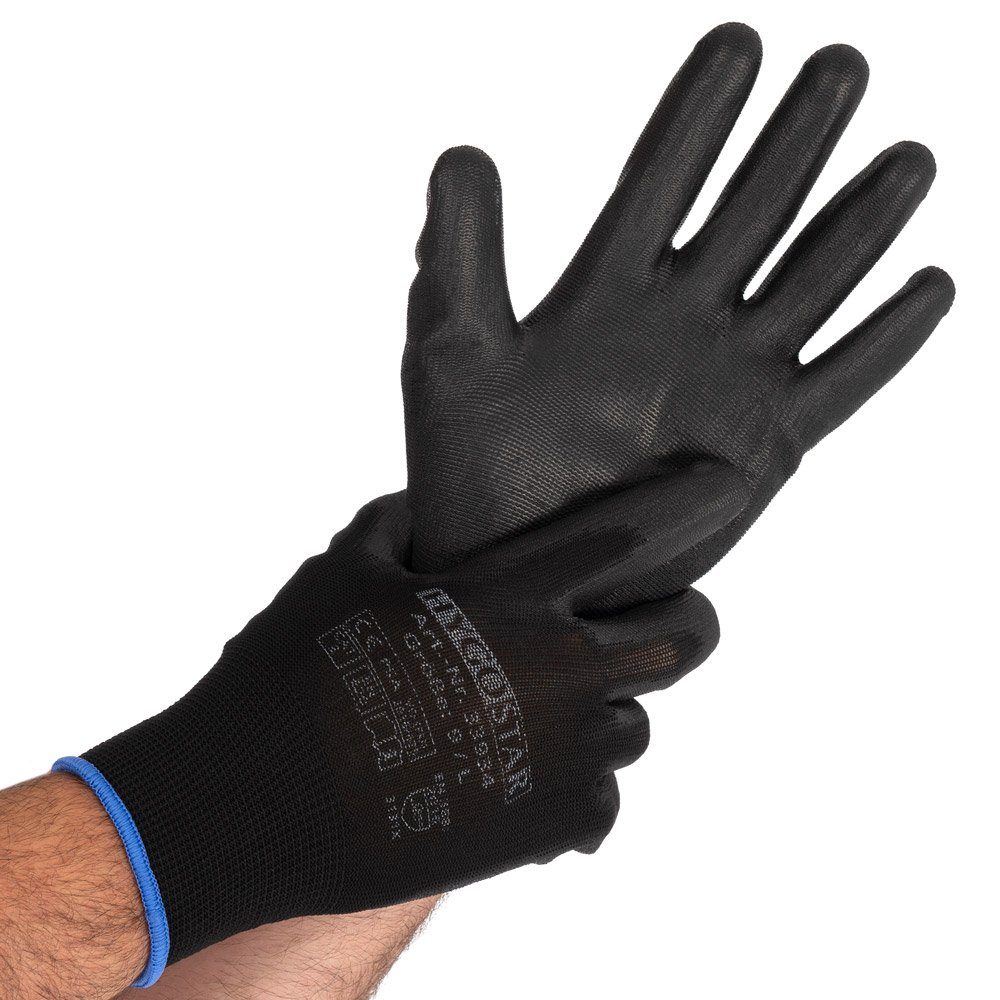 Franz Mensch HYGO STAR Arbeitshandschuhe 12 Paar Nylonhandschuhe beschichtet BLACK ACE Gr. XL/10