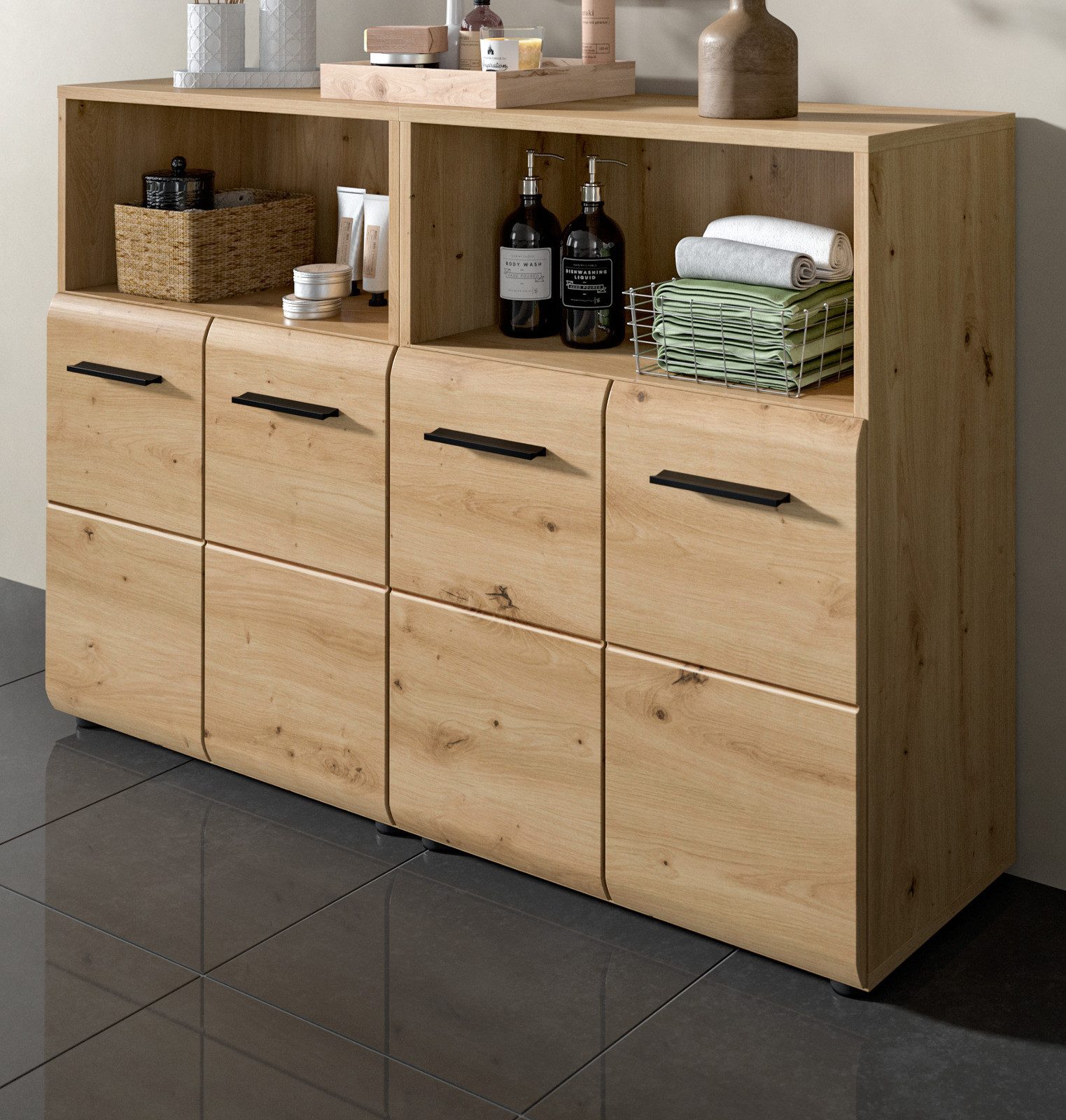 Inn.Furn Badkommode Cover (Spar-Set, 2x Kommode in Eiche Artisan, 120 x 80 cm), einzeln oder als Doppelkommode