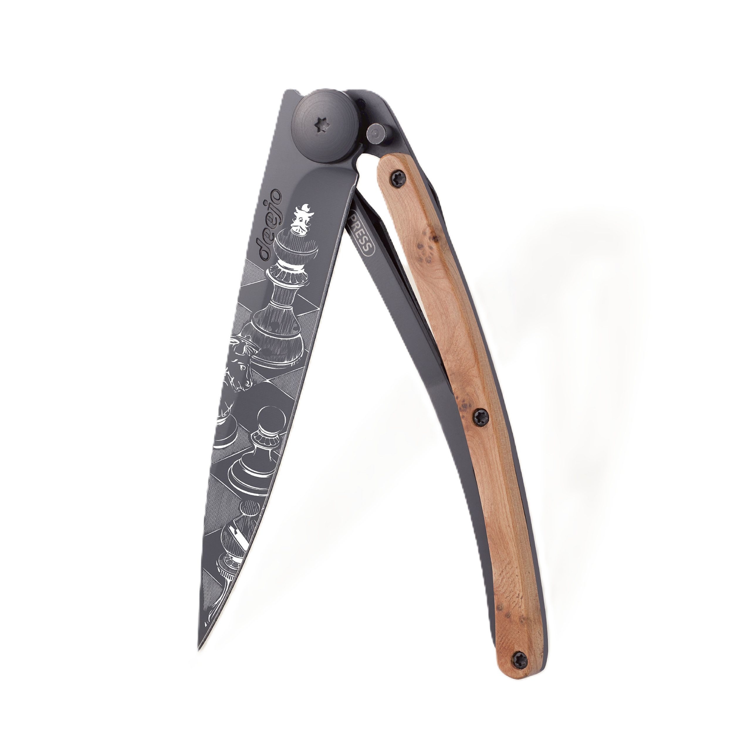 Deejo Taschenmesser 37g - Wacholderholz / Schach - Outdoormesser - Messer - Klappmesser