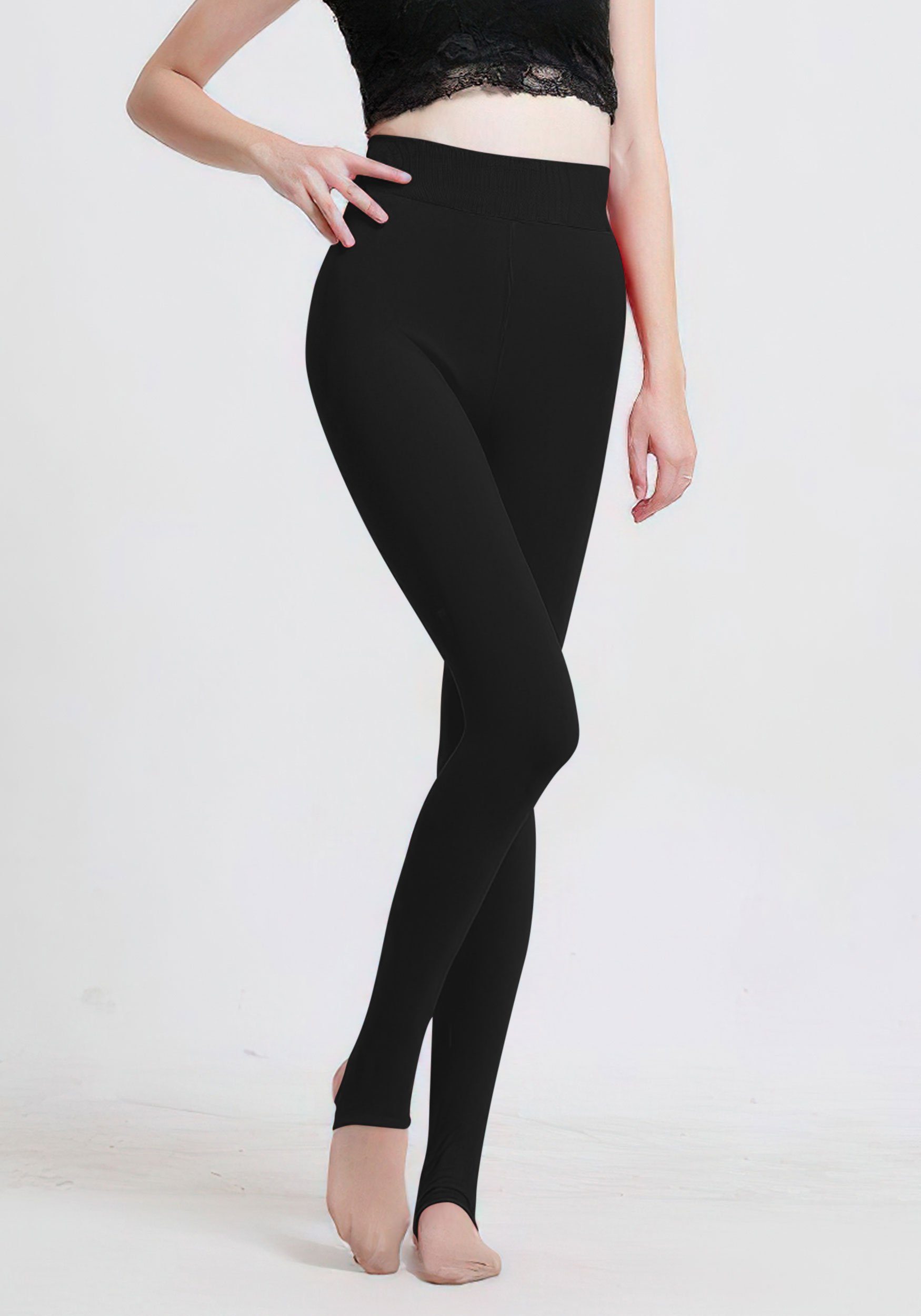 2 Schwarz undurchsichtige Strumpfhose MAGICSHE Samt (2 St) Winter-Leggings Thermostrumpfhose