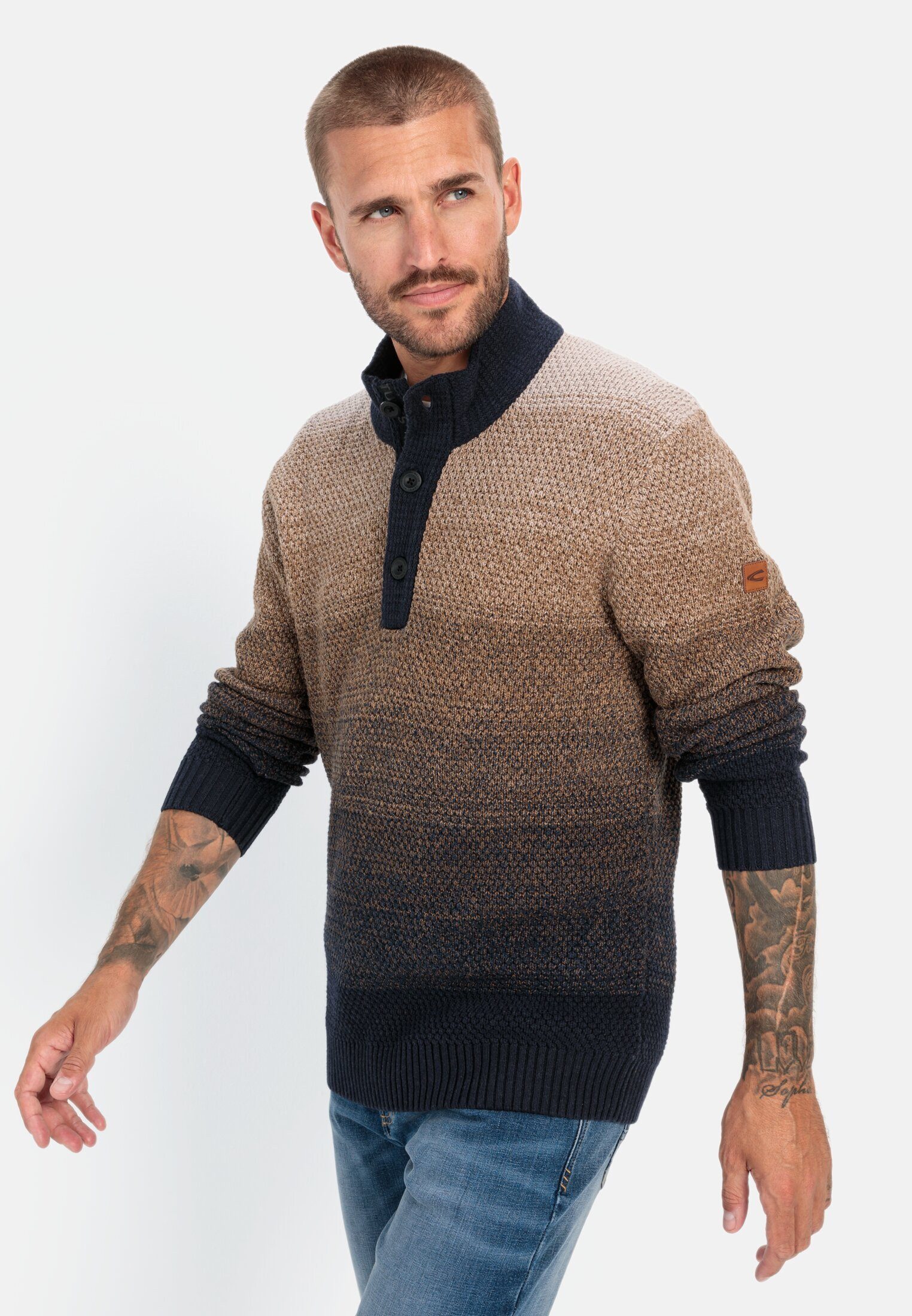 camel active Troyer aus einem Baumwollmix Langarm Stehkragen (1-tlg) Marken günstig online kaufen