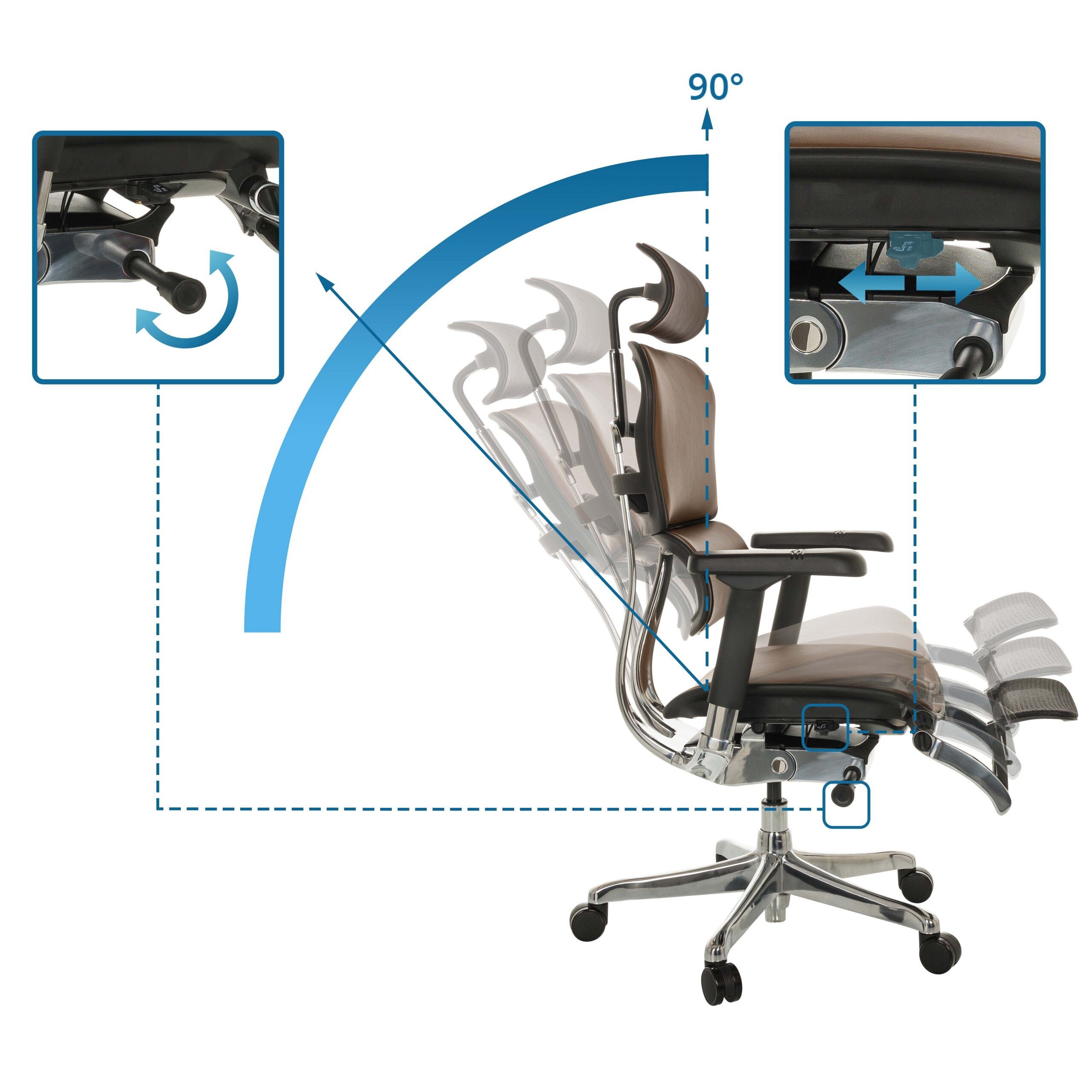 hjh OFFICE Drehstuhl Luxus Chefsessel Ergohuman Plus Legpro Gen2 Leder (1 St), Profi Bürostuhl Schreibtischstuhl ergonomisch