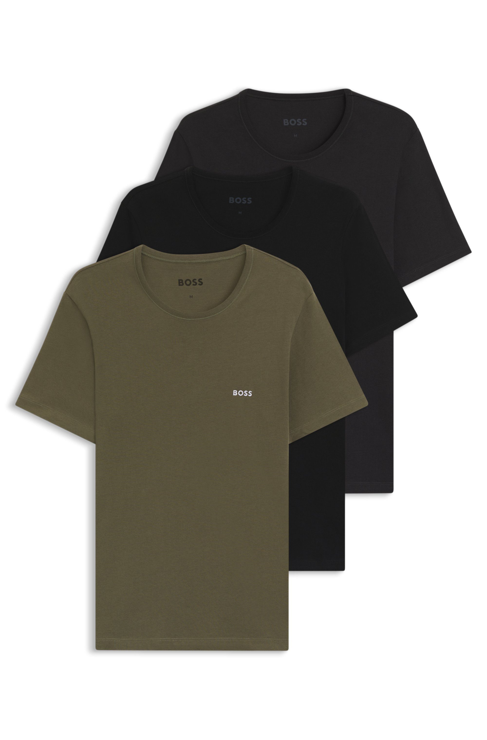 BOSS T-Shirt TShirtRN 3P Classic (Packung, 3-tlg) mit BOSS Stickerei günstig online kaufen