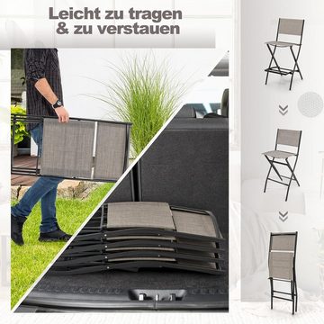 KOMFOTTEU Gartenstuhl Balkonstuhl (2er Set), aus Metall bis 150kg belastbar