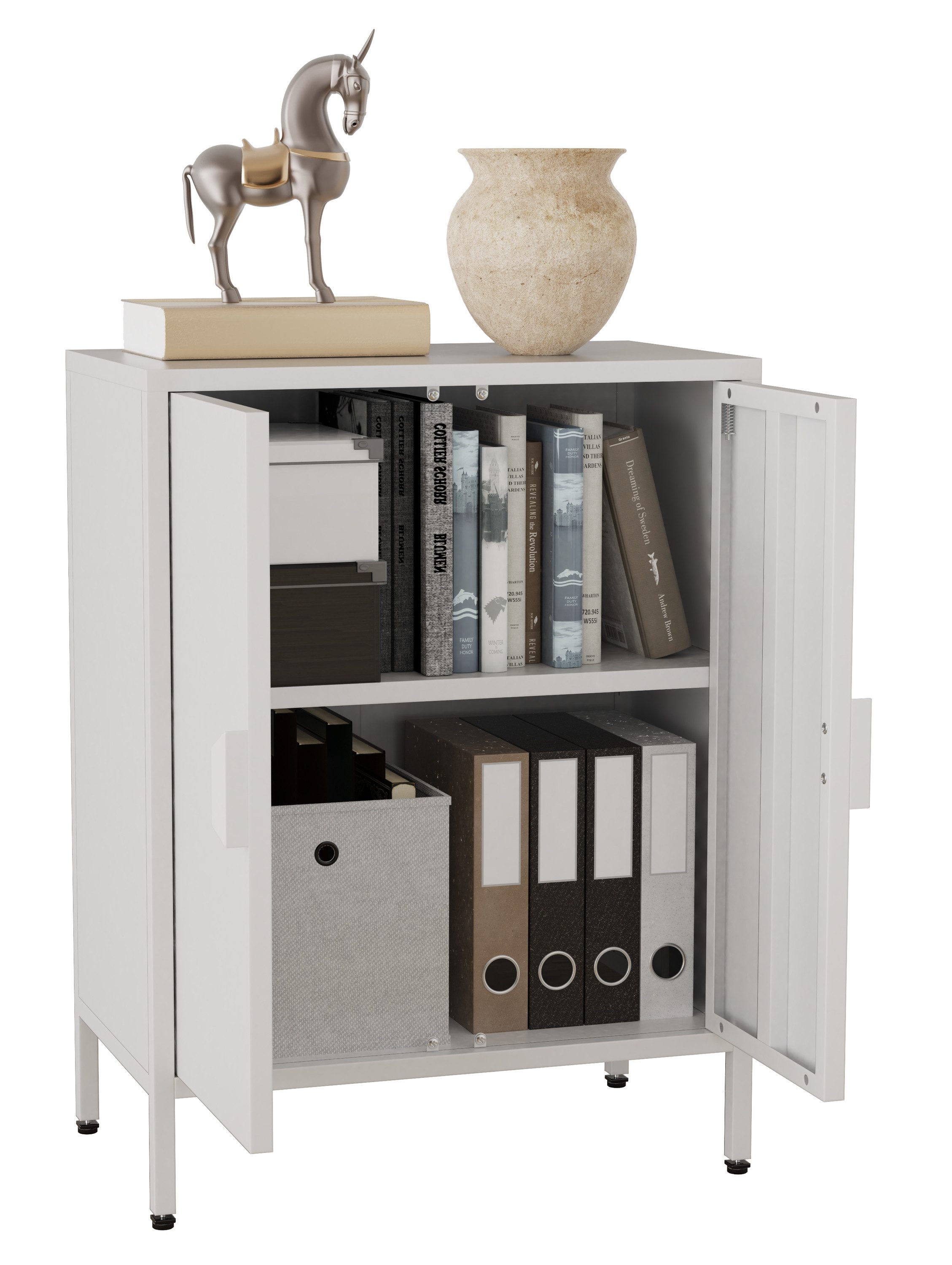 VCM Kommode Stahl Kommode Sideboard Schrank Drehtüren Flokas S