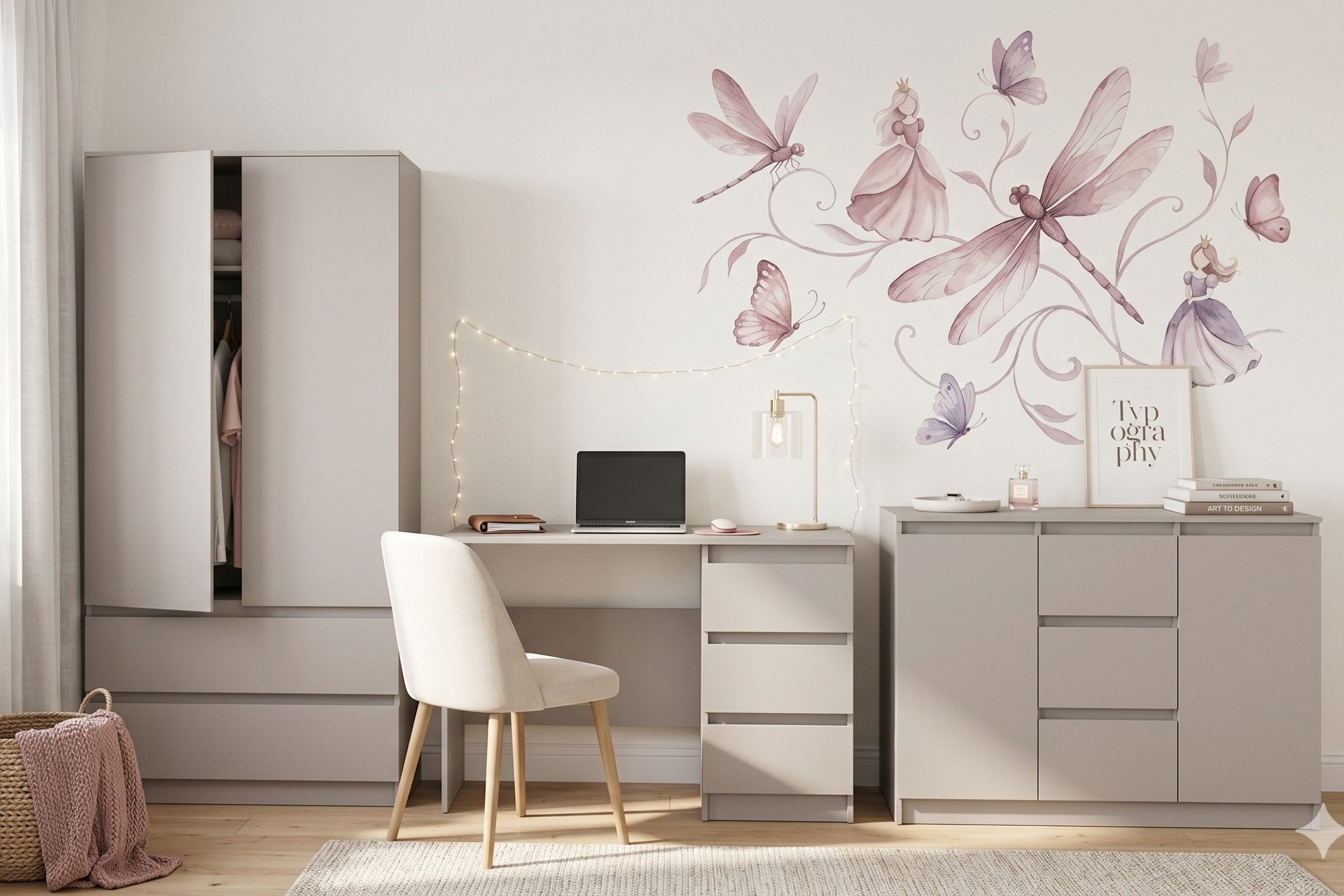 Deine Möbel 24 Schreibtisch SIMO 06, weiß / kaschmir, 110 cm breit, mit 3 Schubladen (SIMO - Kollektion, 1-St., ideal für Arbeitszimmer, Kinder- & Jugendzimmer), Kinderschreibtisch