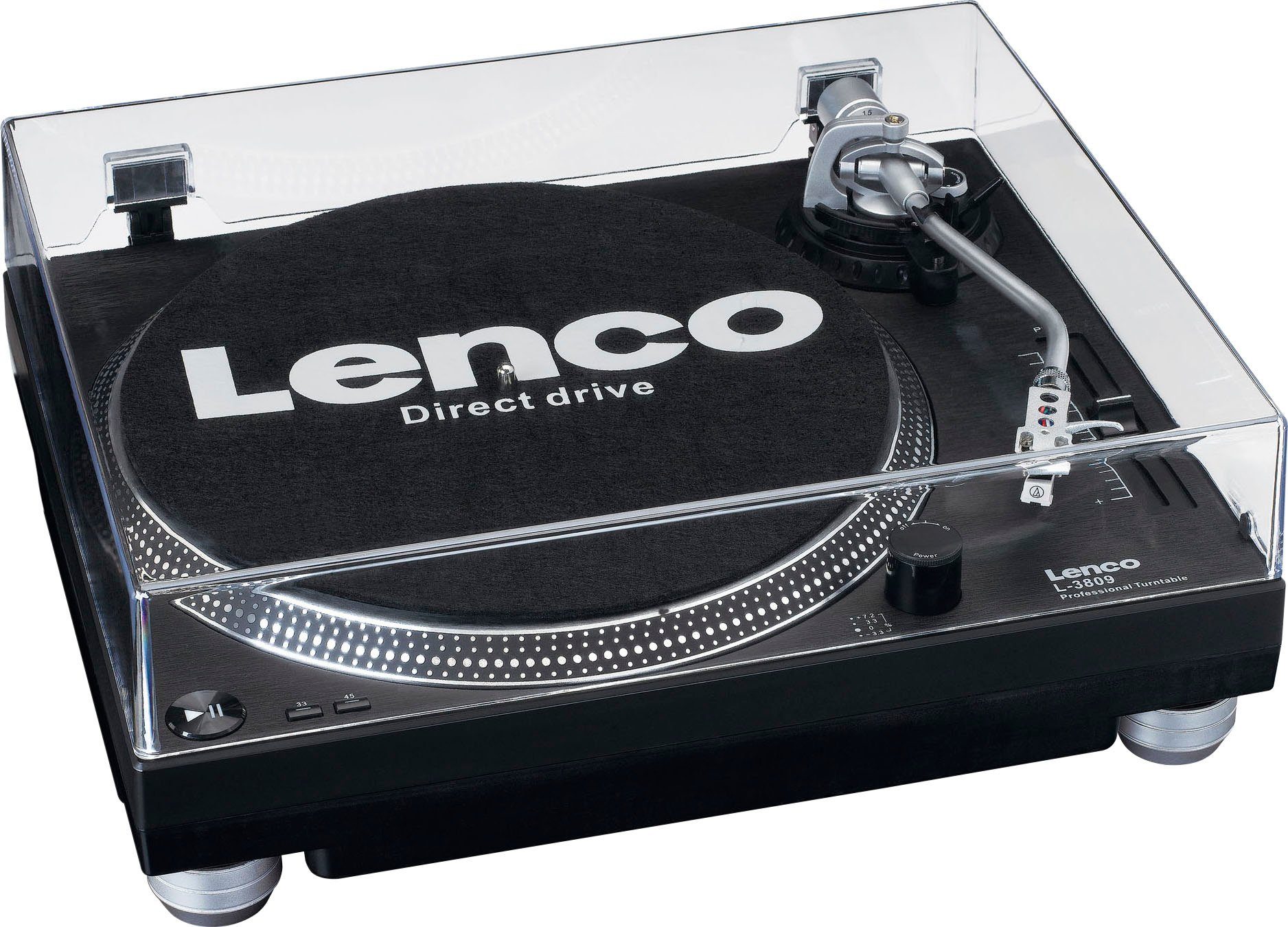 Lenco Plattenspieler mit Direktantrieb Plattenspieler (Riemenantrieb) Schwarz-Silber | Plattenspieler