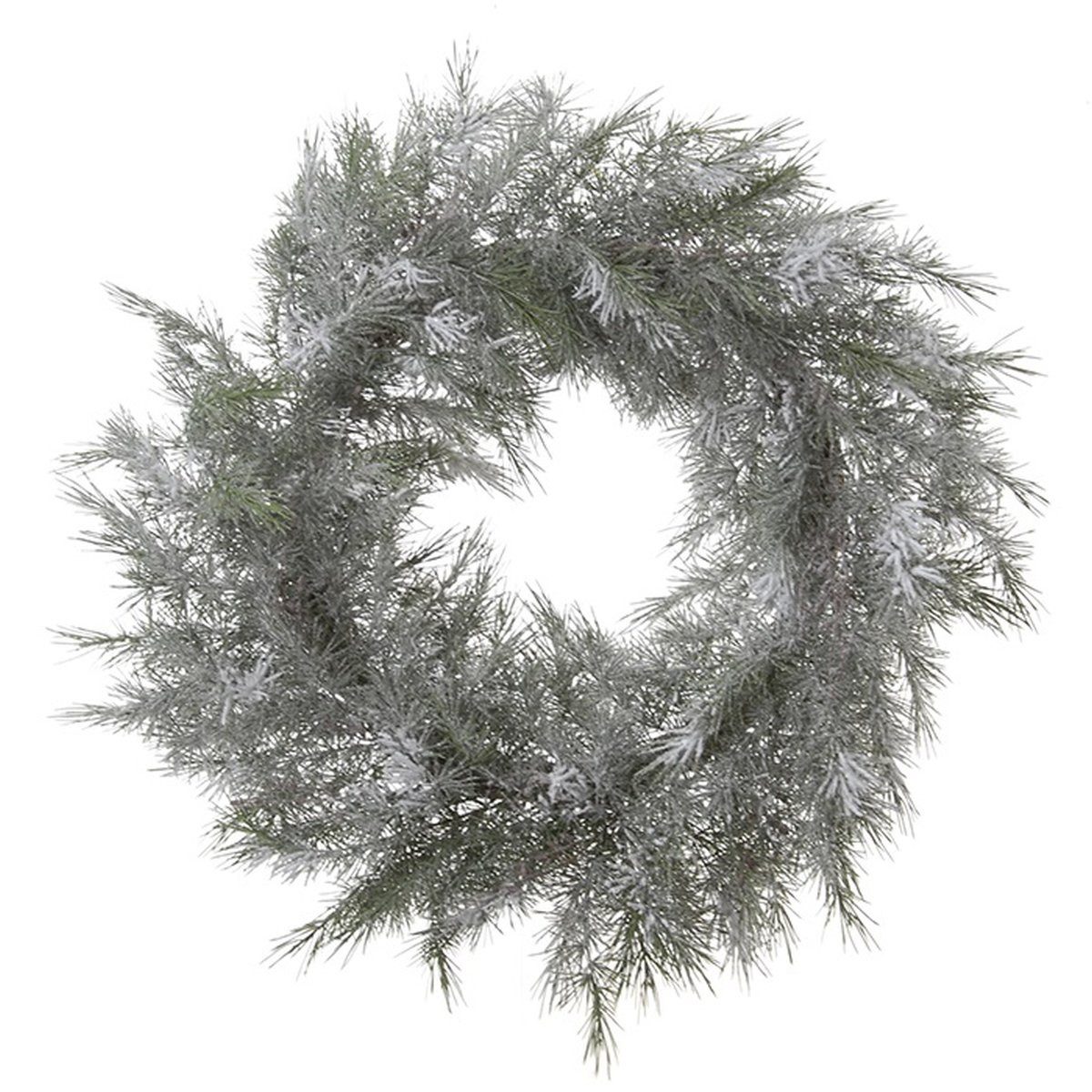 artplants Adventskranz Künstlicher Kranz Kiefer PASCUALA, beschneit, weiß-grün, Ø80cm