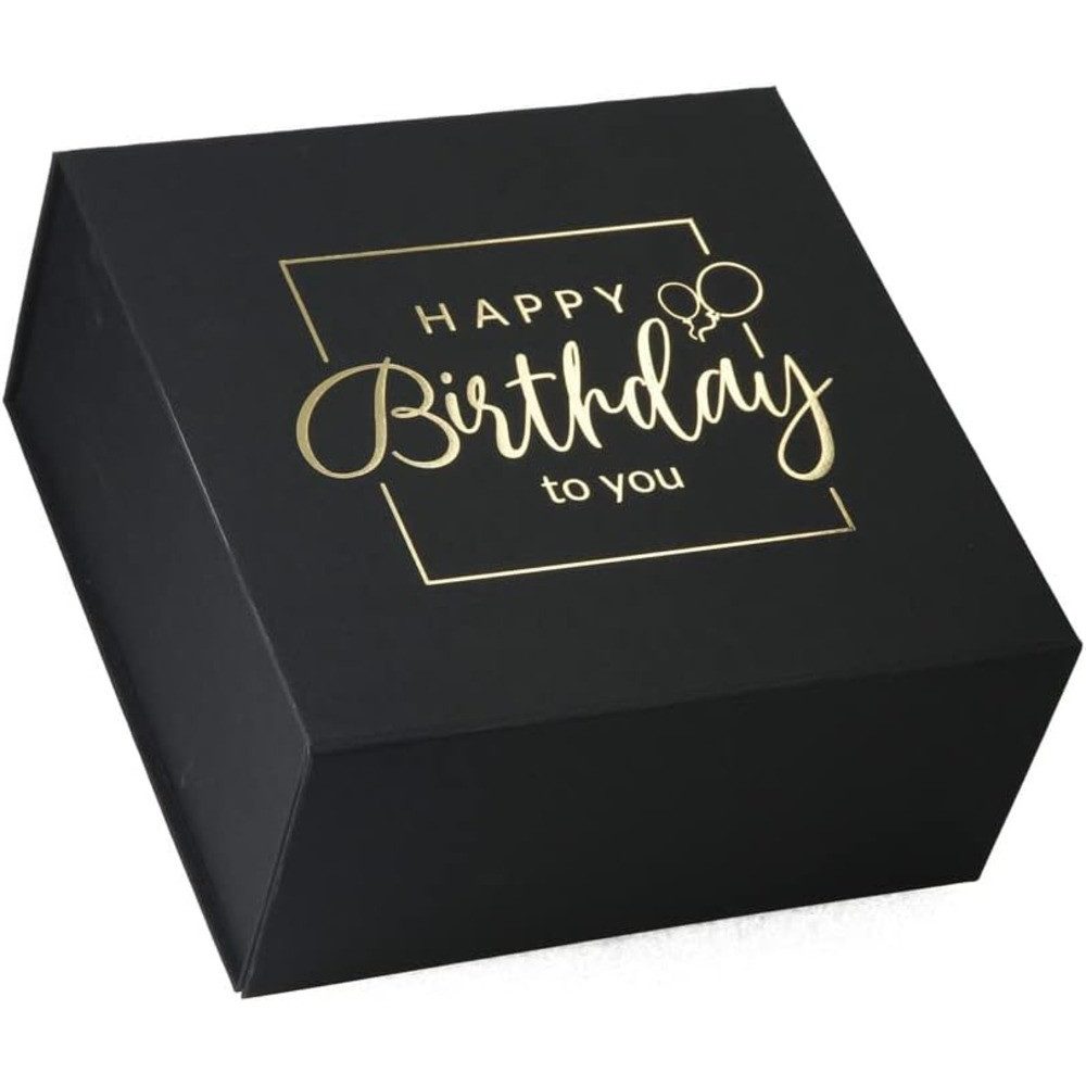ideas in Boxes Geschenkbox Happy Birthday Geschenkkarton, Premium Magnetbox, Geschenkverpackung für Geburtstag mit Schriftzug