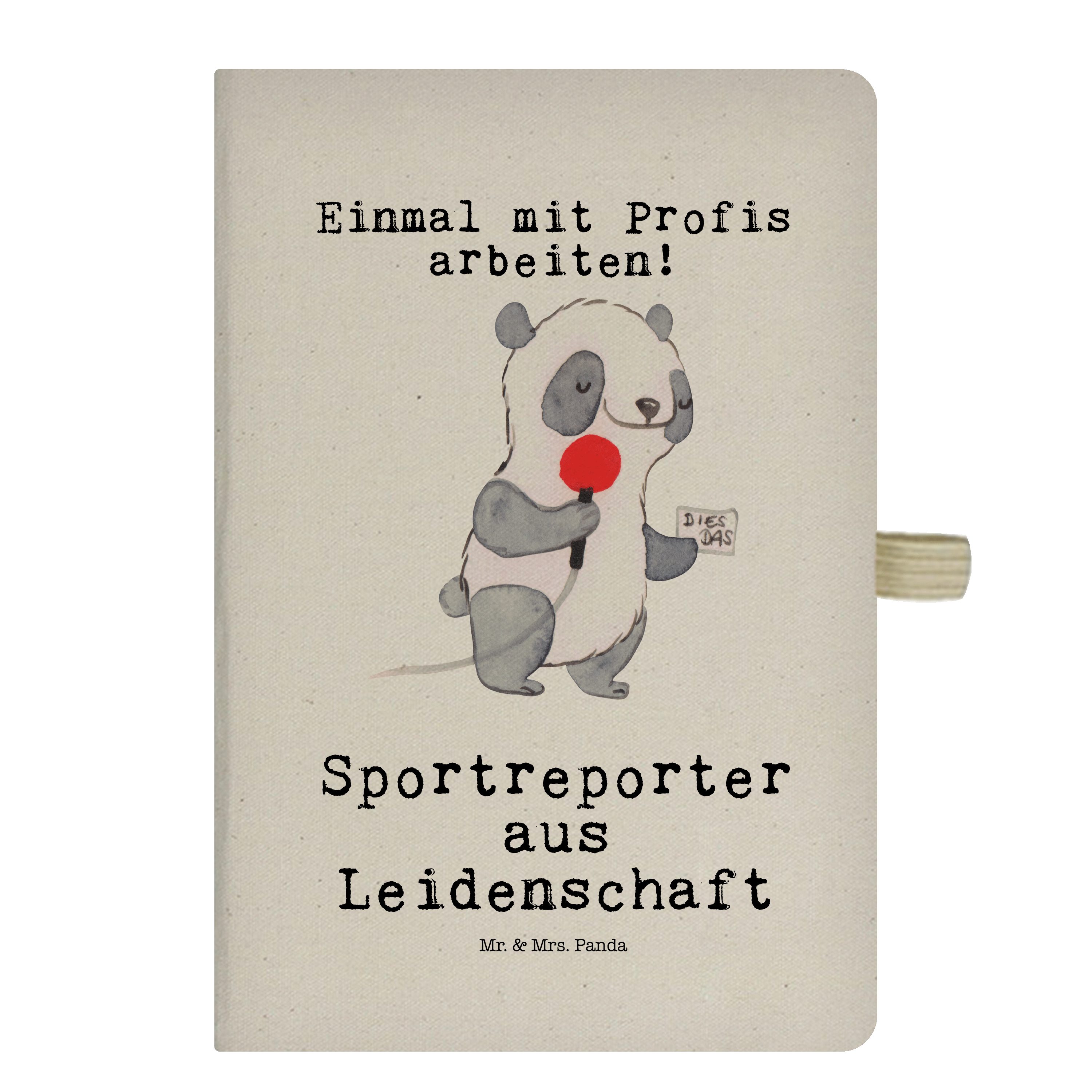 Mr. & Mrs. Panda Notizbuch Sportreporter aus Leidenschaft - Transparent - Geschenk, Journal, Kol Mr. & Mrs. Panda