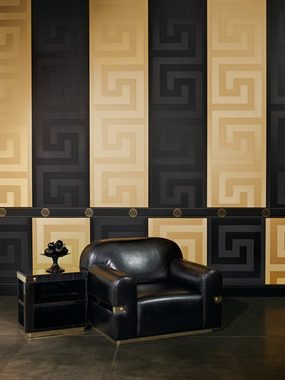 A.S. Création Vinyltapete, Versace Home Unitapete Schwarz 935234 Luxus Vlies Designertapete