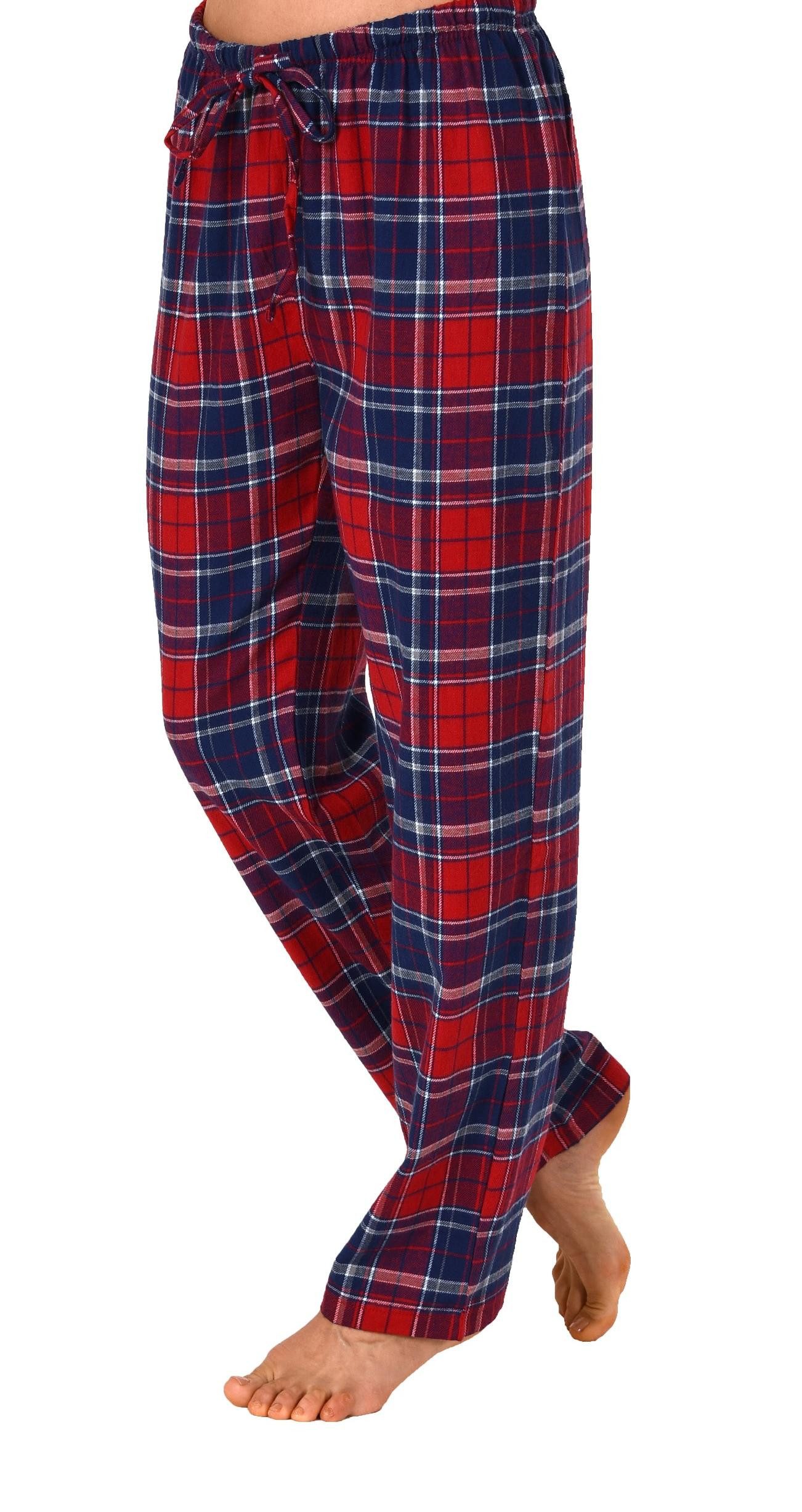 Normann Pyjama Dame Flanell Schlafanzug Hose kariert aus Baumwolle ideal zum relaxen